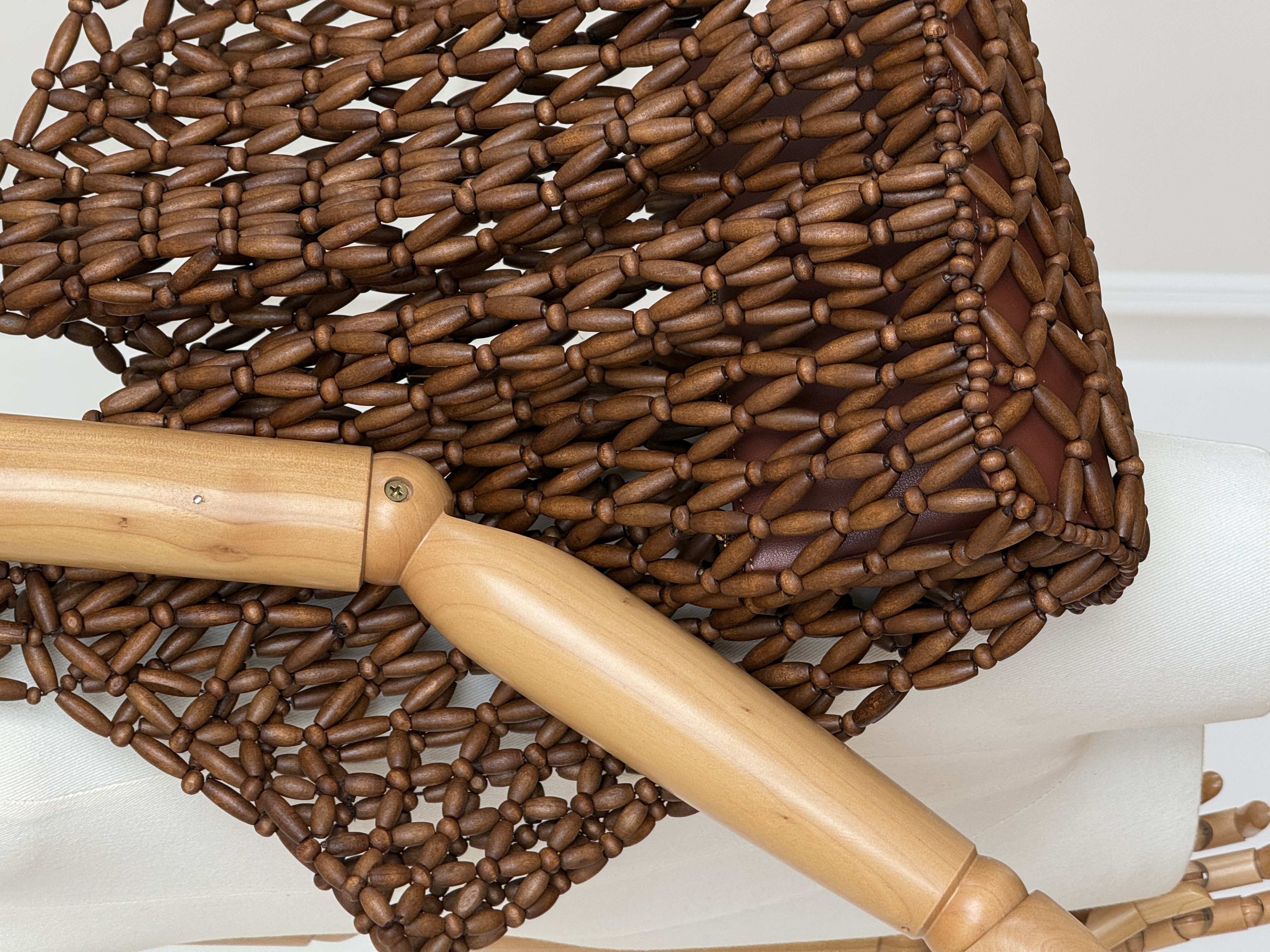 Saint Laurent Icare Beaded Wood Tote