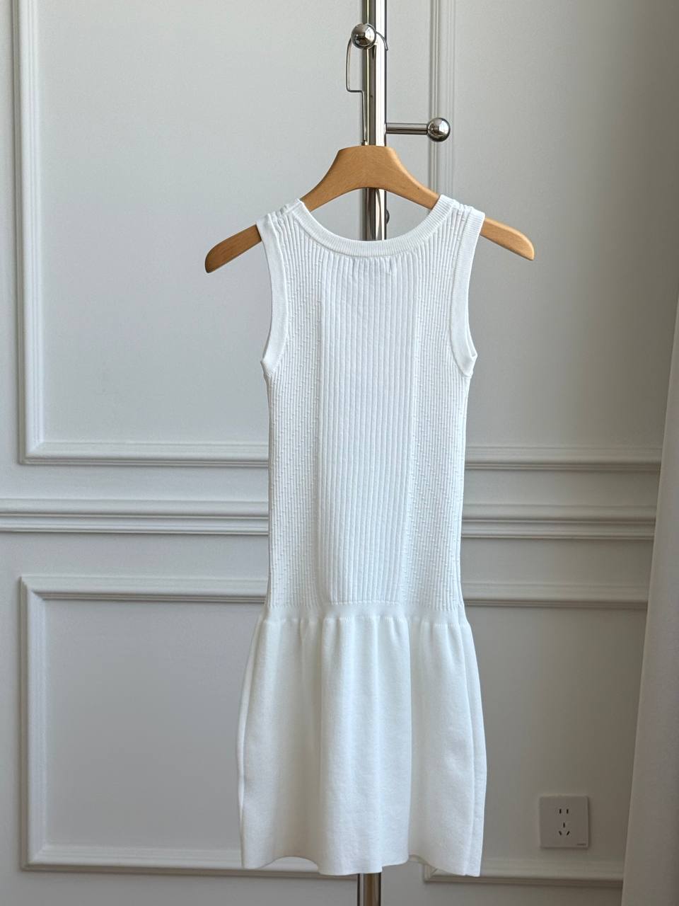 CHANEL Camellia Jacquard Sleeveless Knit Dress