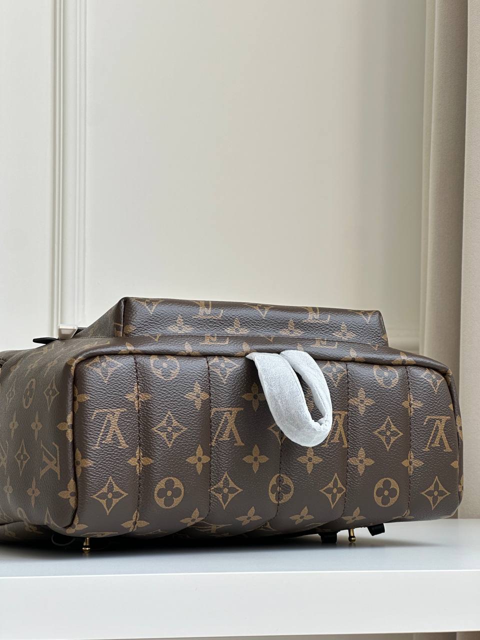 Louis Vuitton Classic Monogram Canvas Black Leather Logo Medium Backpack
