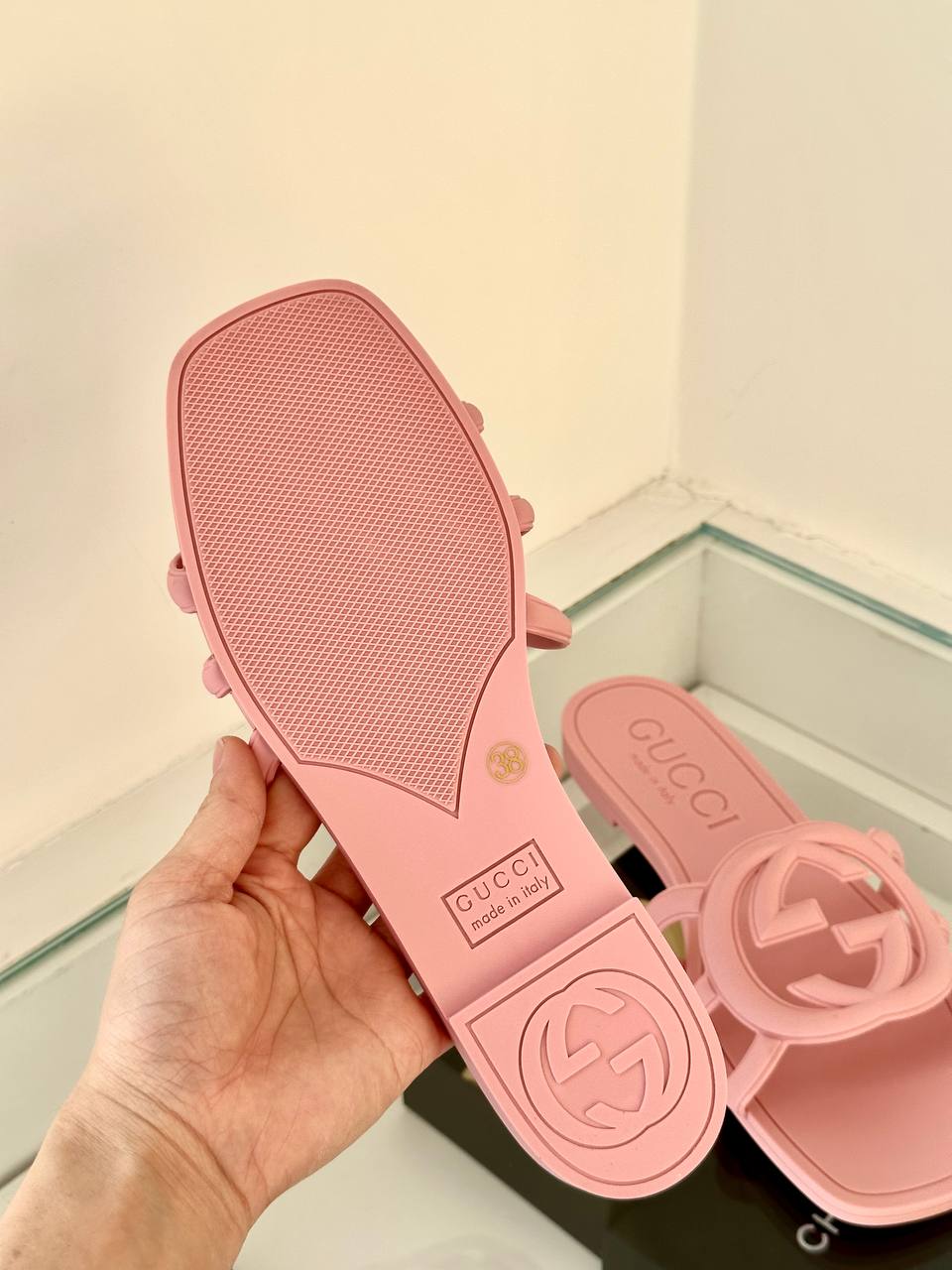 Gucci Interlocking G Cutout Rubber Slide Sandals