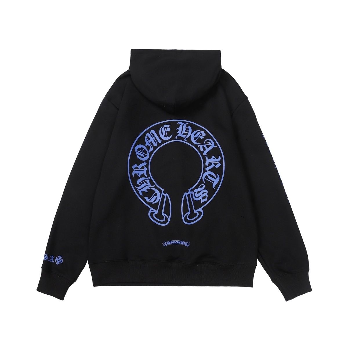 Blue Letters Logo Hoodie Black