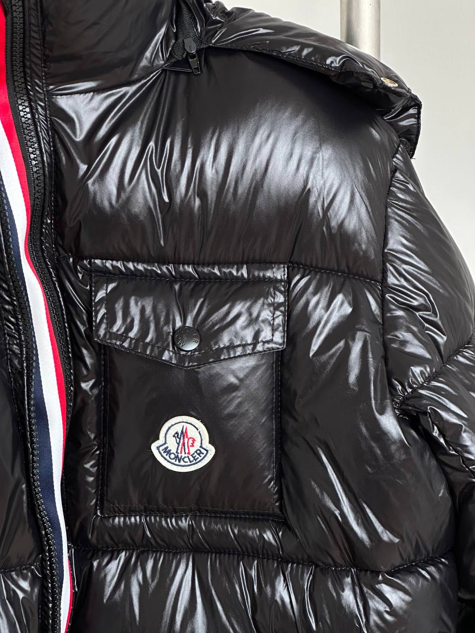 MONCLER Maya Detachable Hood Shiny Down Jacket