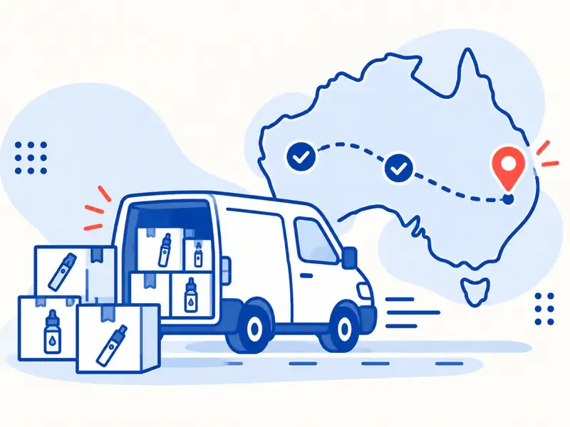 Illustrated parcel moving through an Australian delivery network