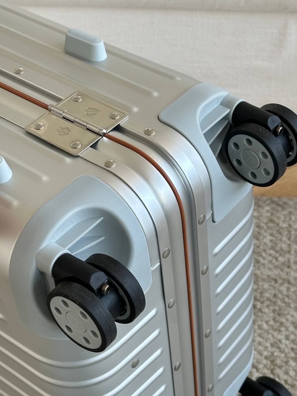 RIMOWA Classic Aluminum Suitcase with Leather Handles