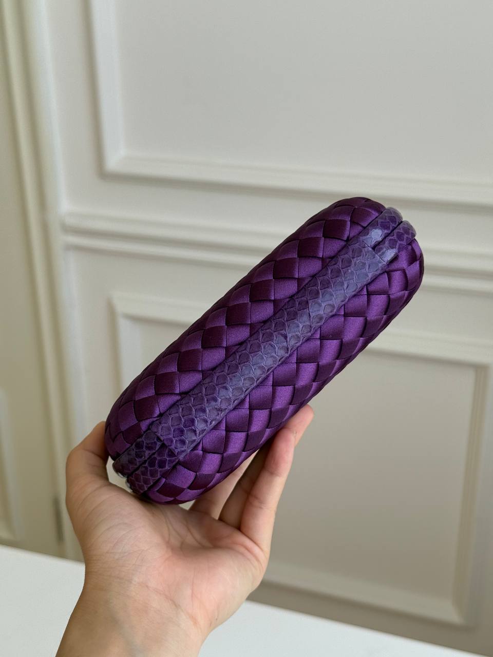 Bottega Veneta Knot Intrecciato Satin Clutch
