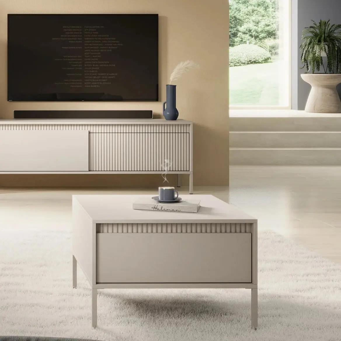 Table Basse de style moderne avec un tiroir SENSATION  - 68 x 68 x 48cm