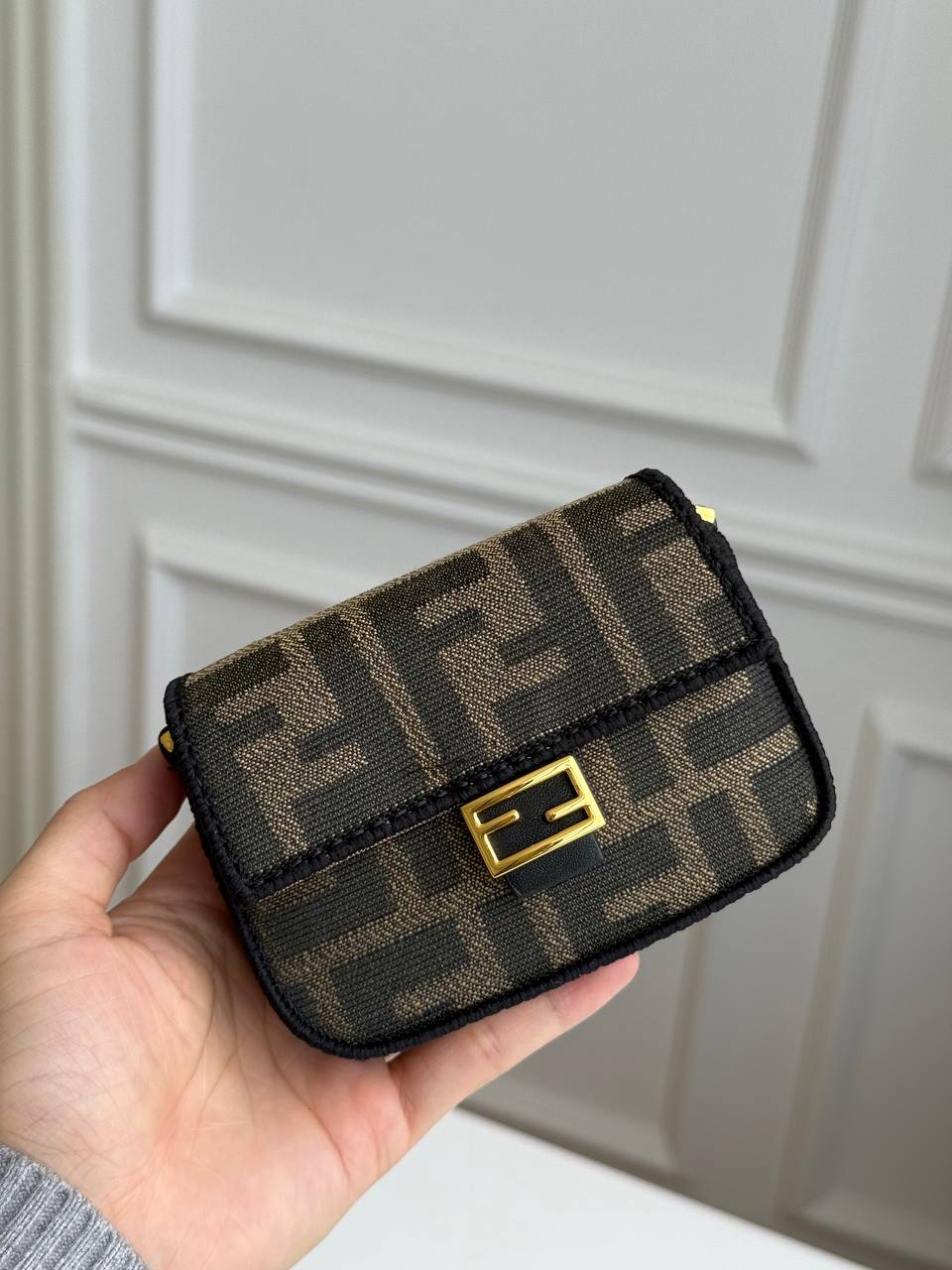 Fendi Nano Baguette Charm in FF Fabric