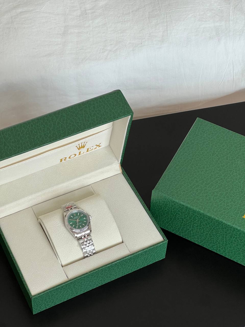 Rolex Datejust Green Dial Fluted Bezel Jubilee Steel Bracelet Watch