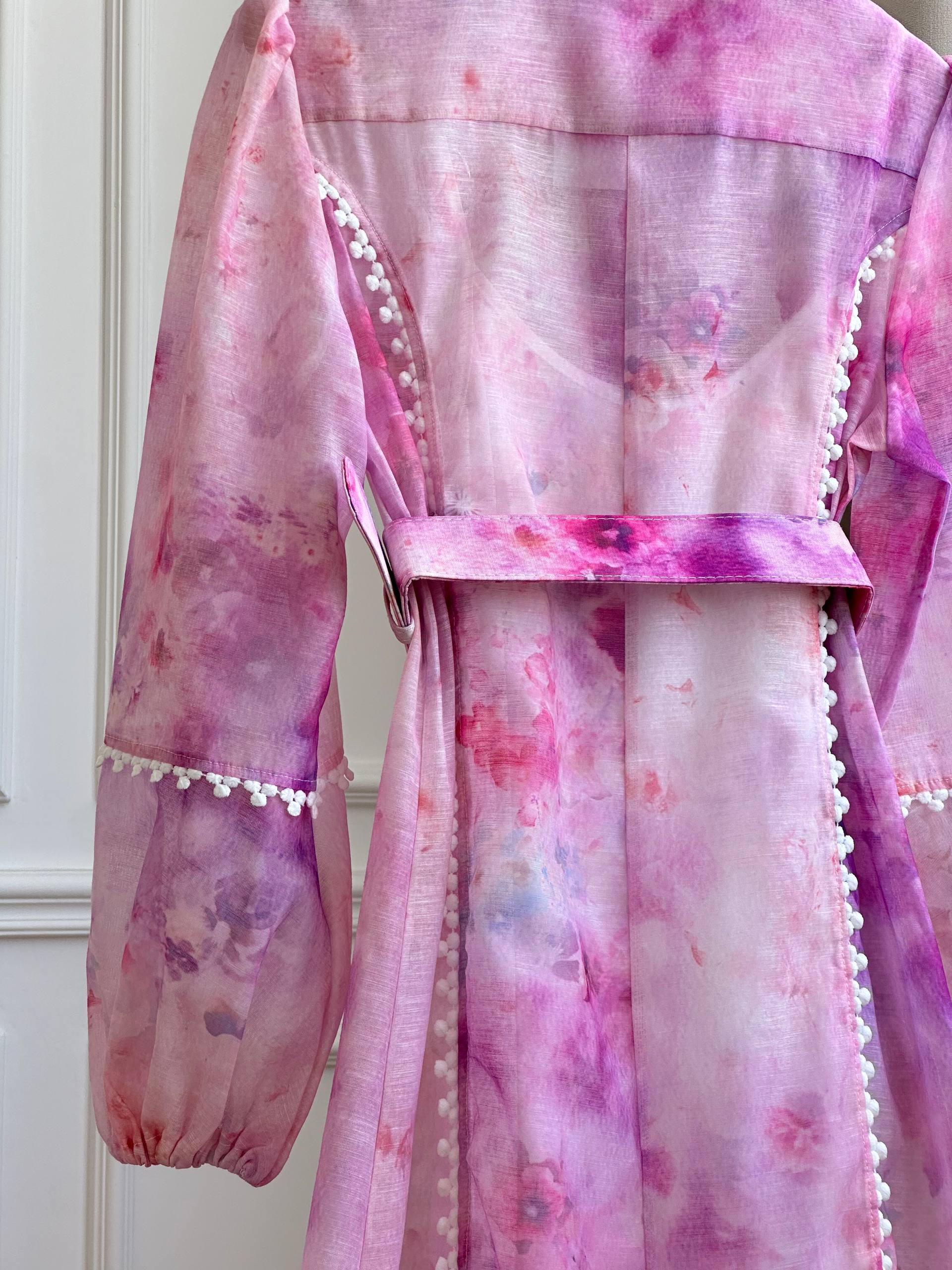 ZIMMERMAN* 25 New Arrival Stand Collar Long-Sleeve Lantern Midi Maxi Dress