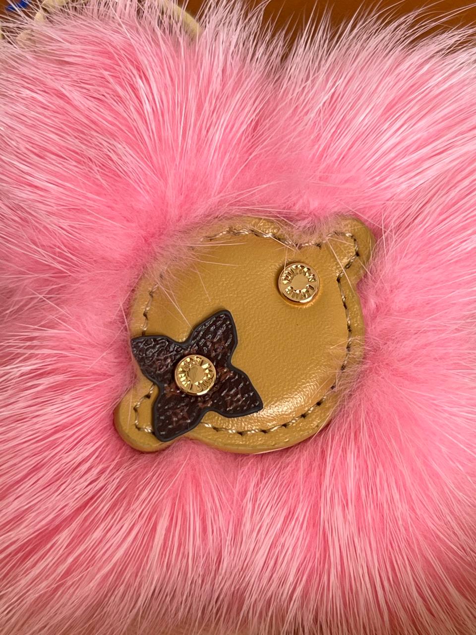 Louis Vuitton Pink Fur Cartoon-face Keychain Bag Charm