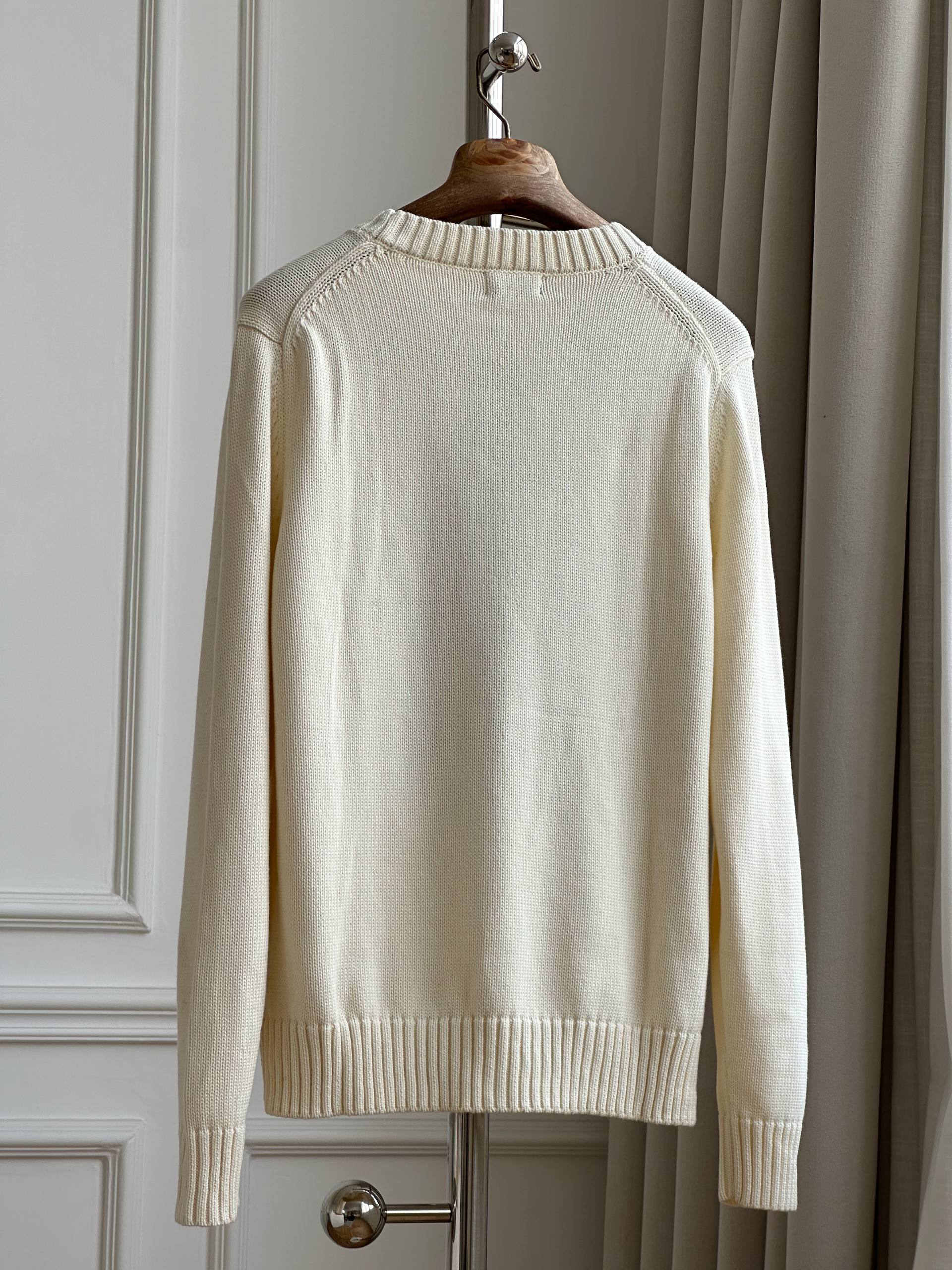 Ralph Lauren Cream White Polo Bear Sweater
