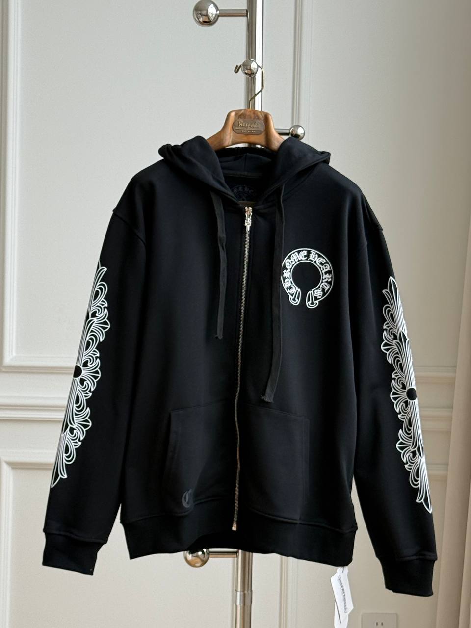 Chrome Hearts Horseshoe & Vine Print Zip-Up Hoodie