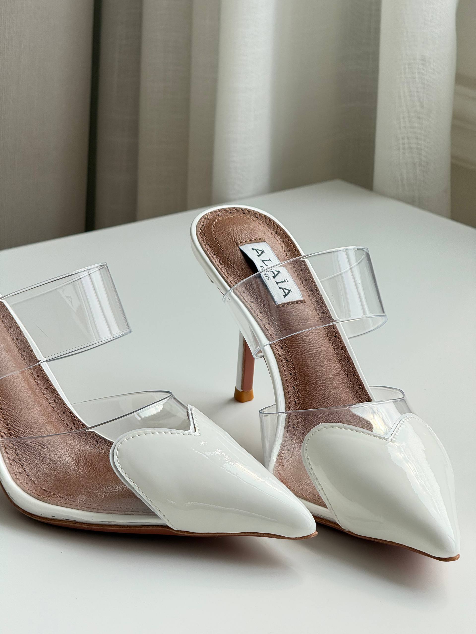 ALAIA Heart-Toe PVC Strap High-Heel Mules