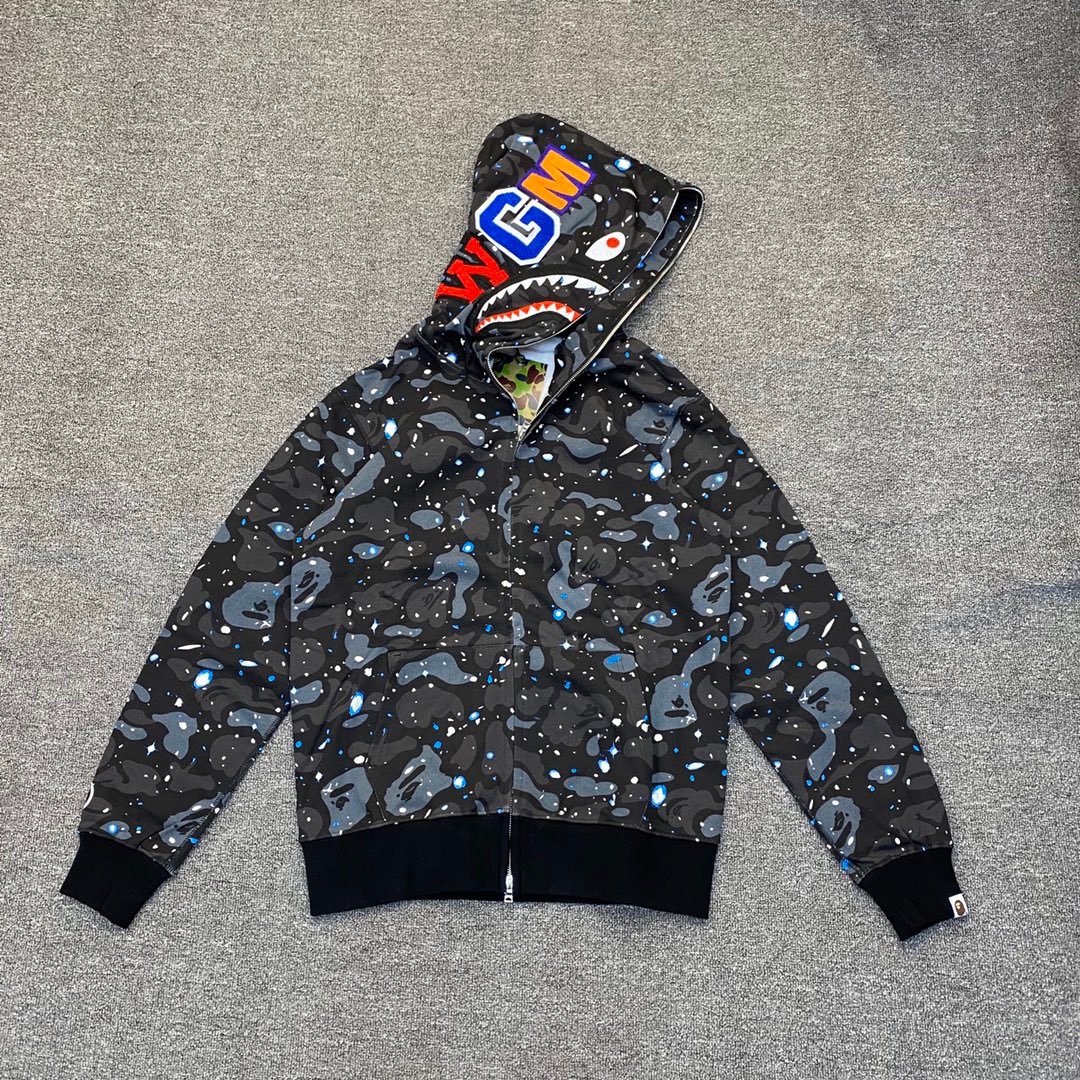 1:1 Best Quality Starry Sky Camo Zipper Hoodie Black