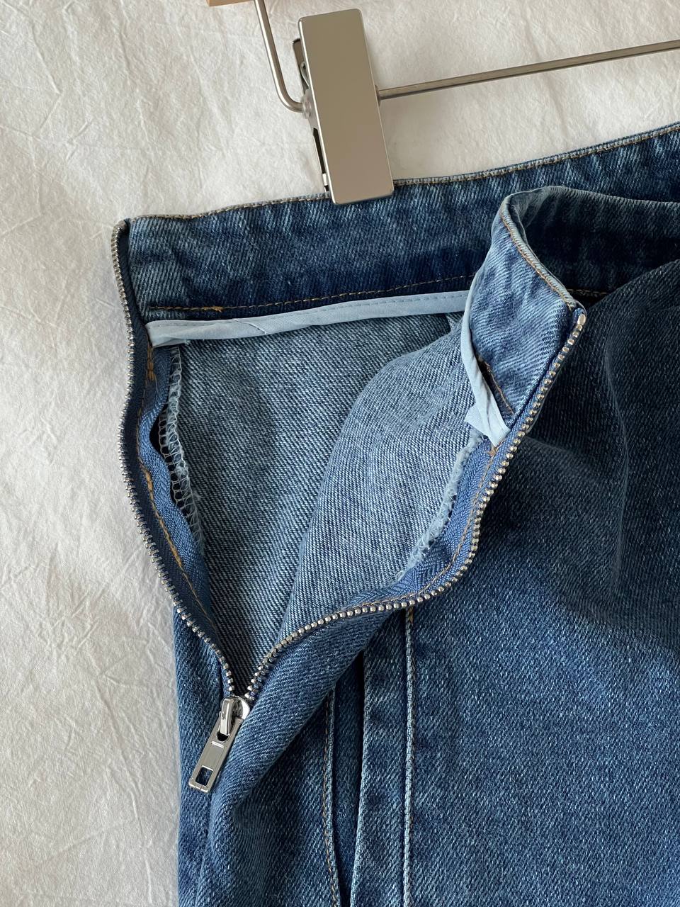 Loewe Waist Twist Leather Label Wide-Leg Washed Denim Trousers