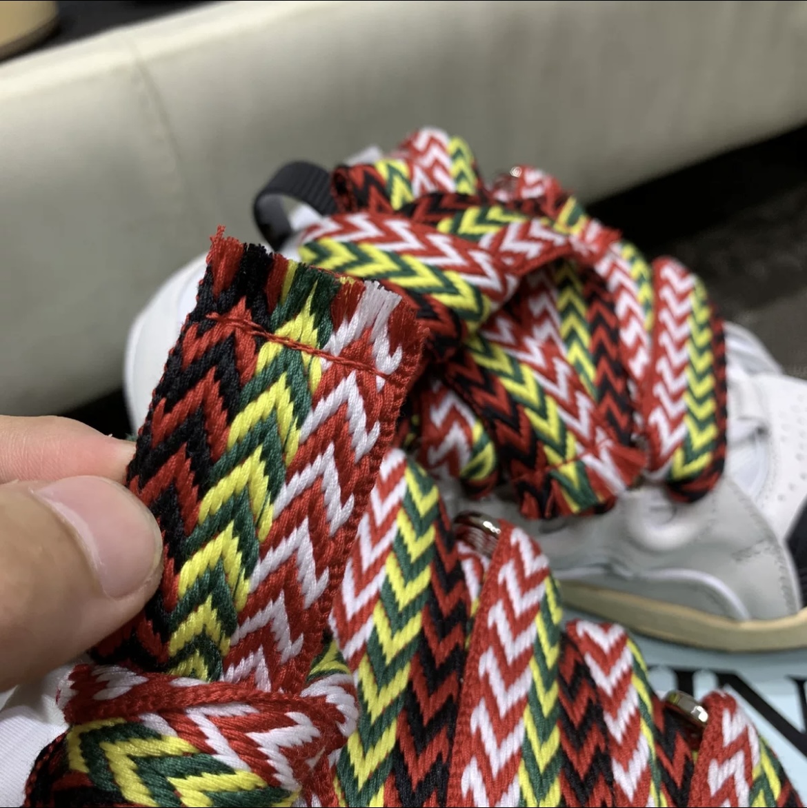 1:1 Best Quality Lanvin Crub Bread Shoes Classic Laces White Grey Color