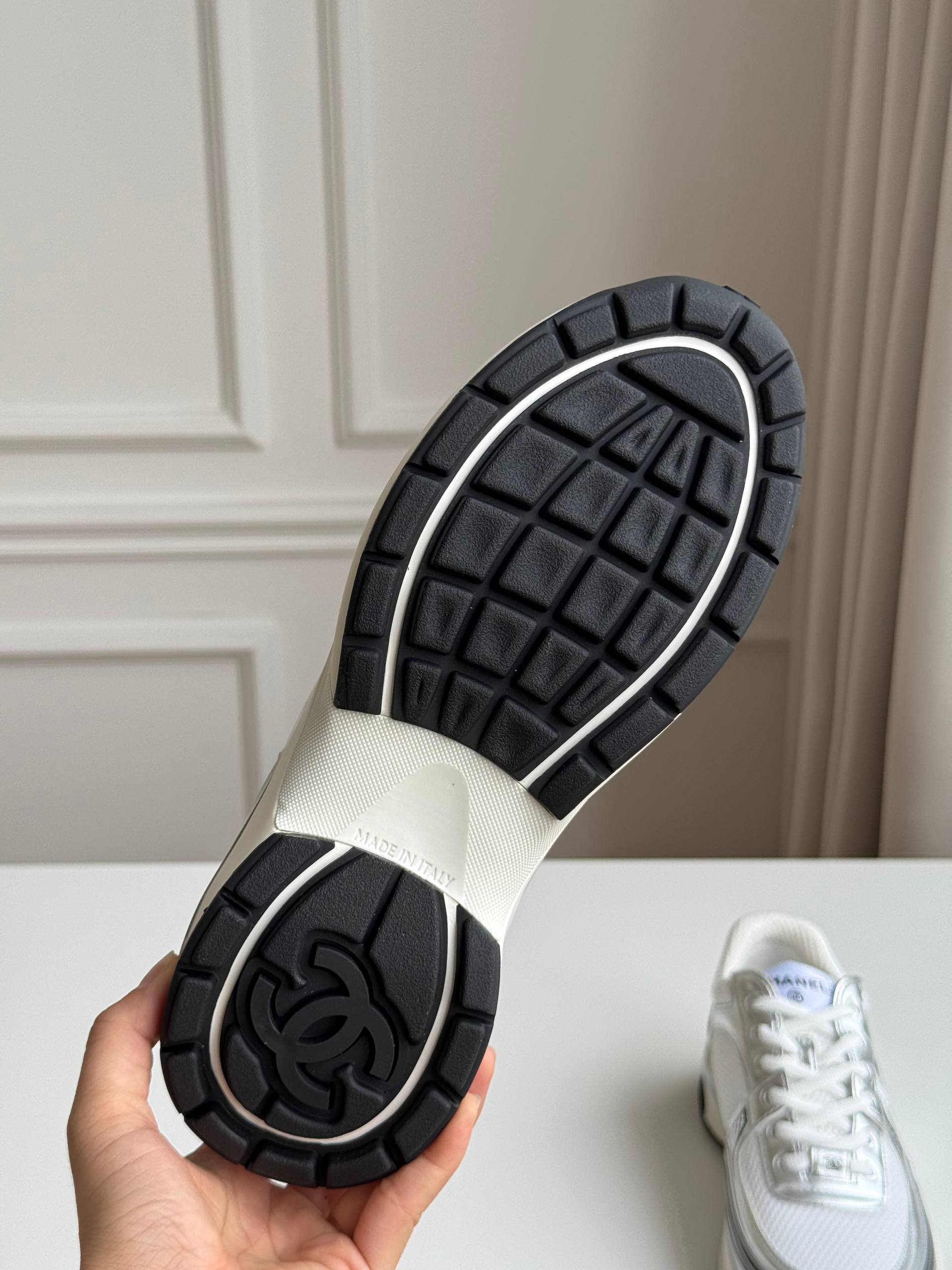 CHANEL Low-Top Sneakers in Mesh & Metallic Calfskin