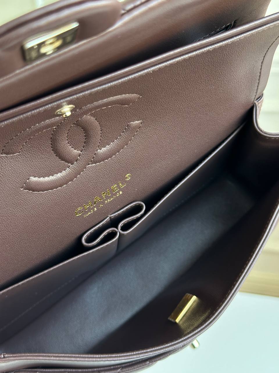 Chanel Classic Flap (CF) in Dark Brown Lambskin