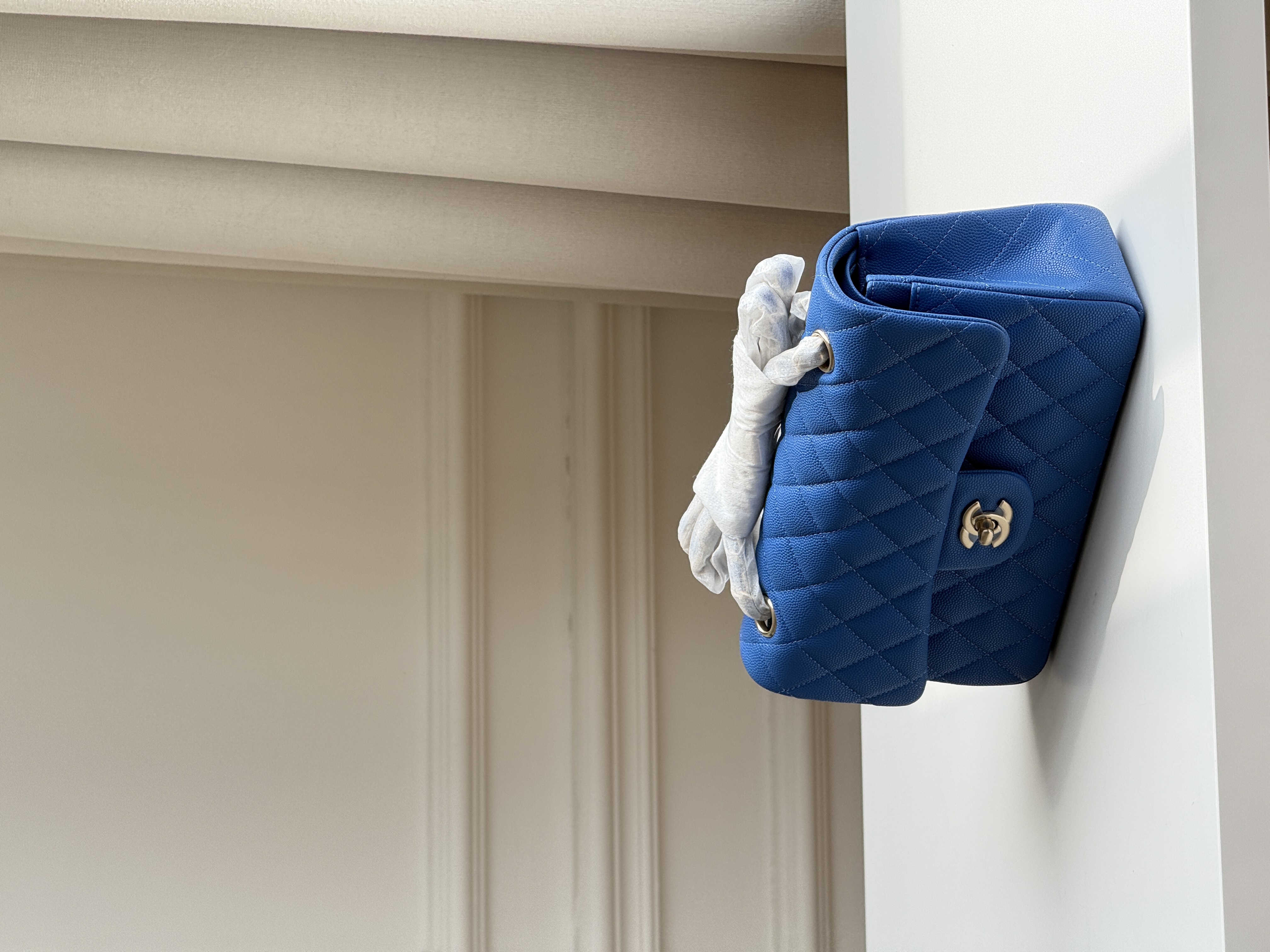 Chanel Klein Blue Caviar Leather Medium Classic Flap Handbag