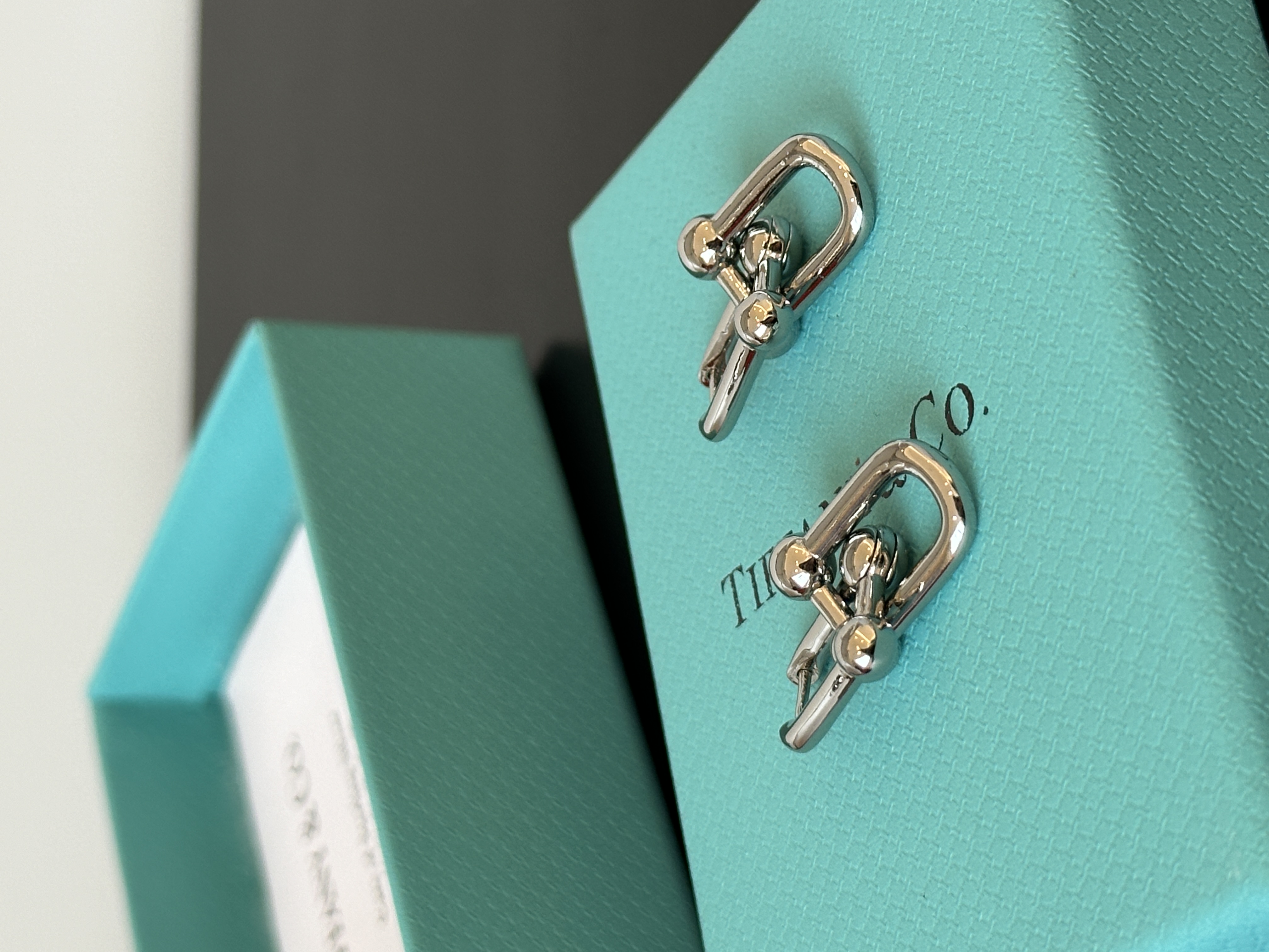 Tiffany Style U-Shape Triple Ball Geometric Silver Hoop Earrings
