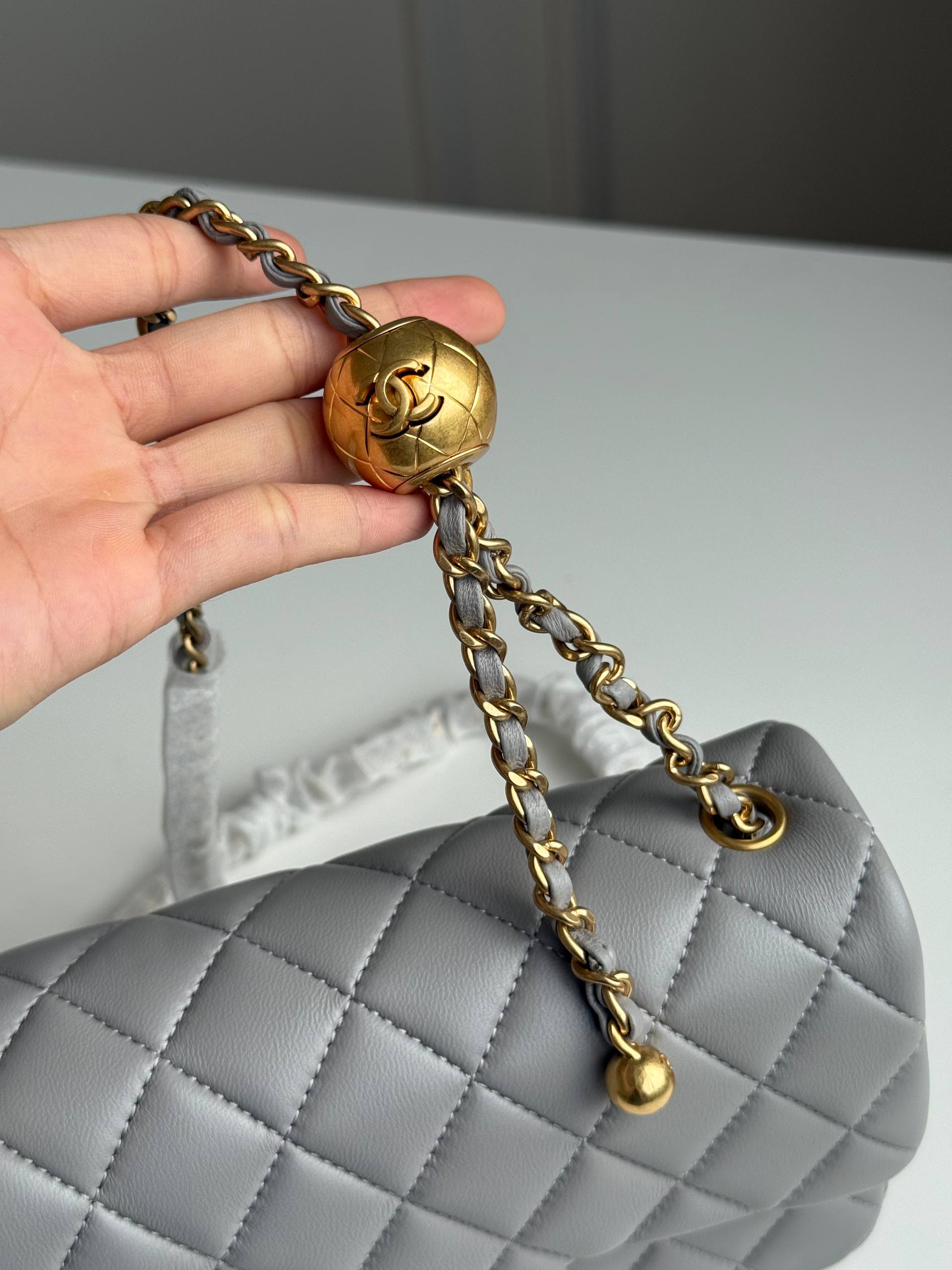 Chanel Classic Flap Mini Square Bag with Gold Ball Adjustment Buckle