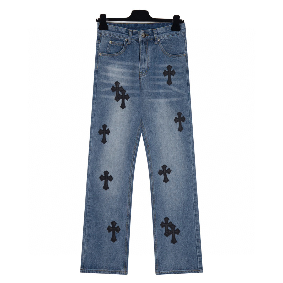 Chrome Hearts Black Cross Jeans Blue