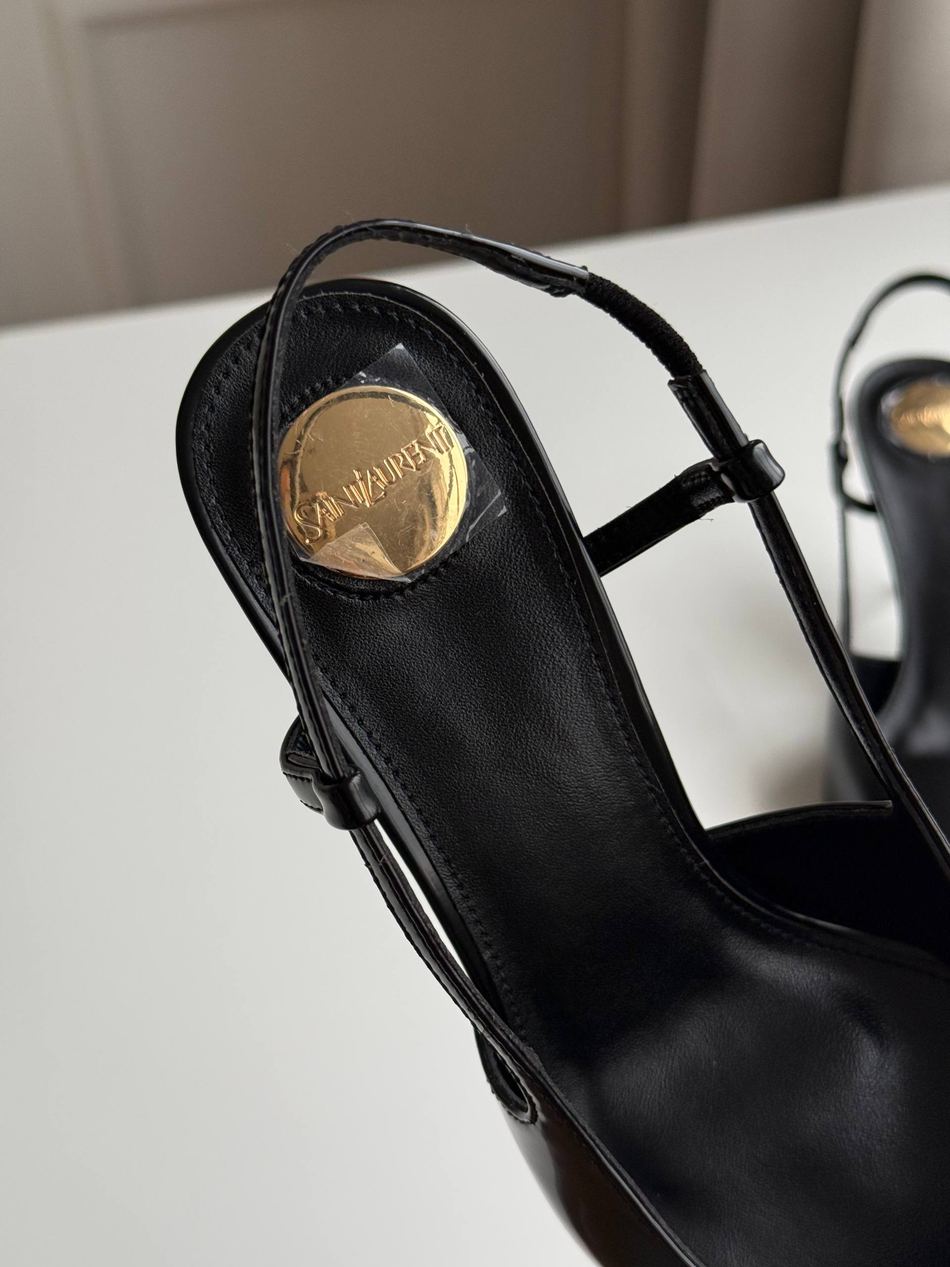 Saint Laurent Jeanne Slingback Pumps with Metal Toe Cap