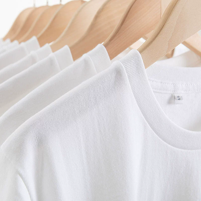 250g long-sleeved T-shirt for both men and women, white round neck