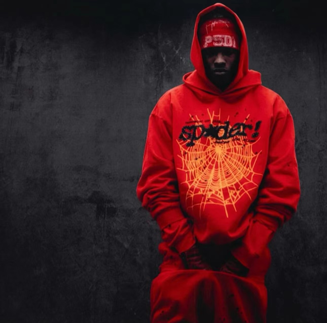 1:1 Best Quality Black Logo Hoodie Red Color