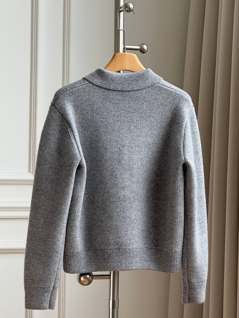 Miu Miu Logo-Embroidered Zip-Up Polo Collar Knit Cardigan