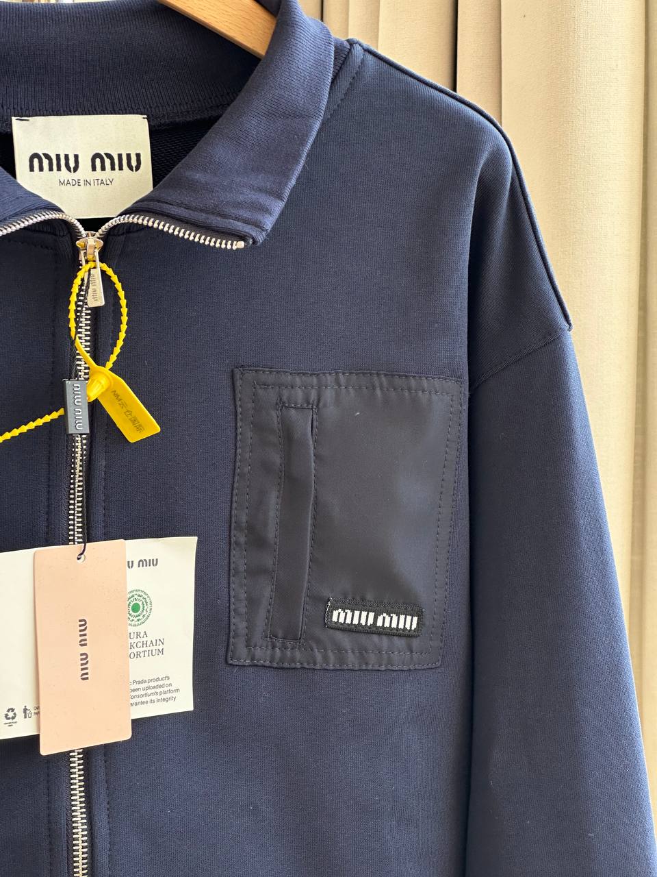 Miu Miu Cropped Drawstring Zip-Up Jacket