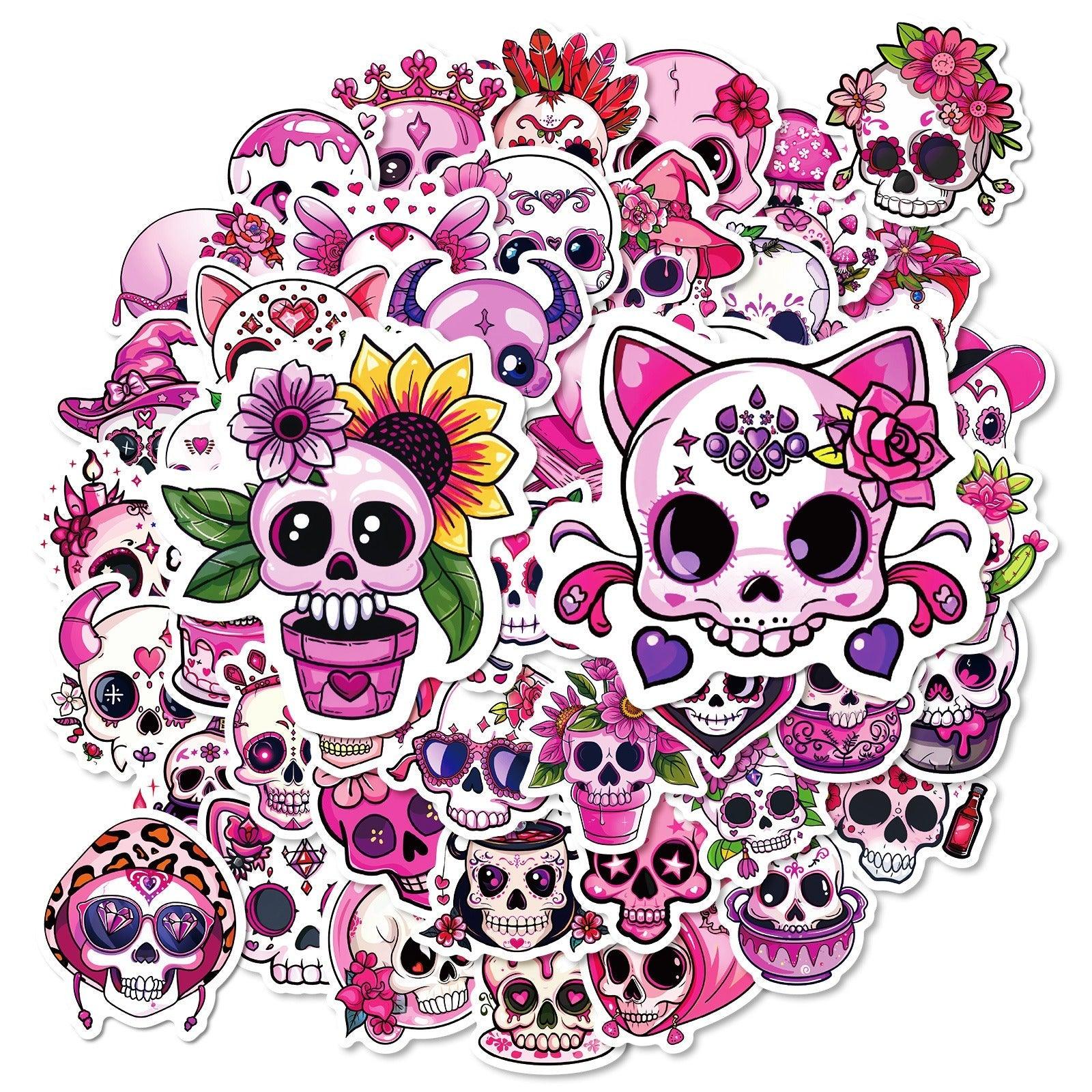 1212 50 Pink Skeletons Girls Heart Romantic Halloween