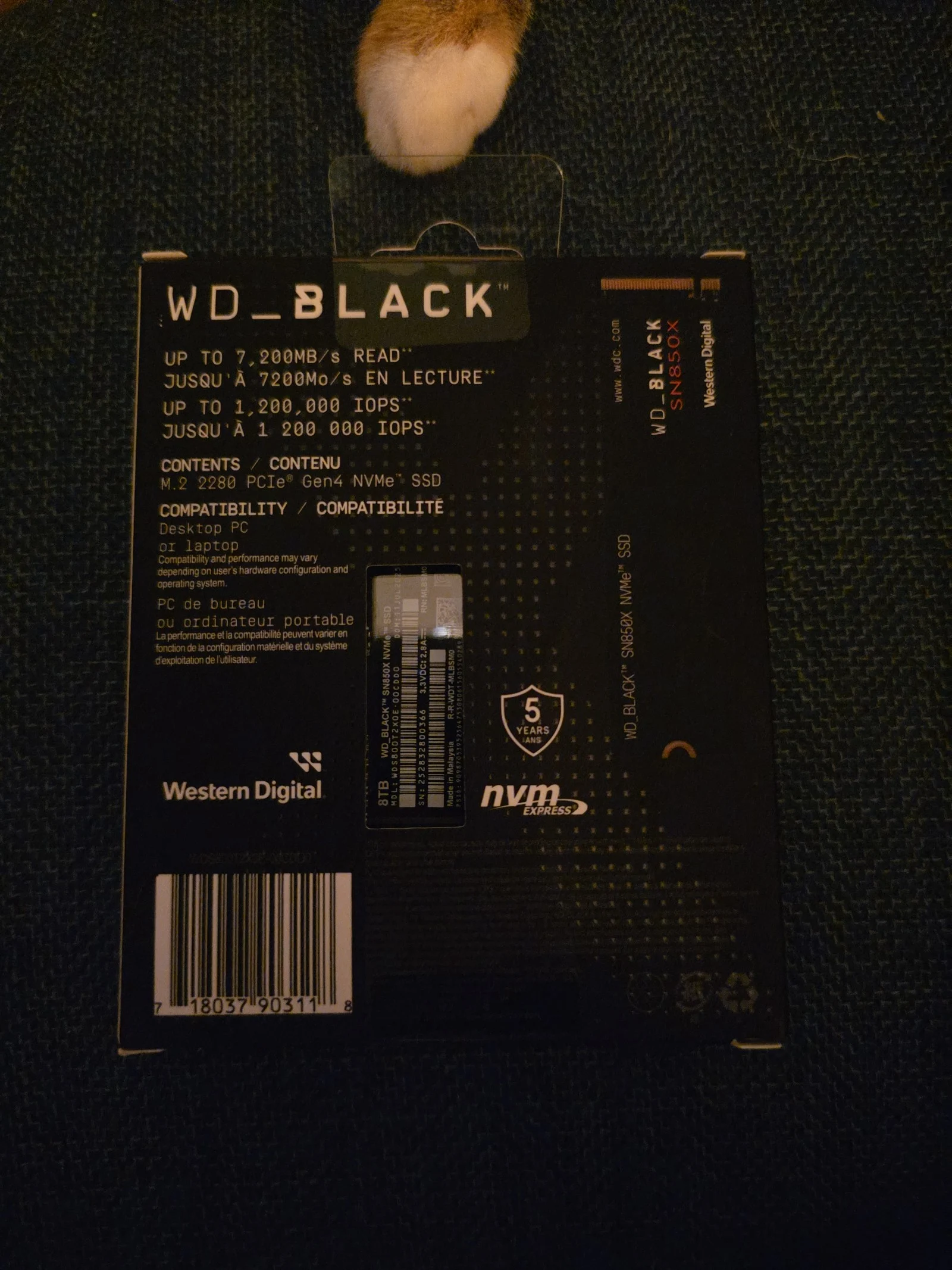 WD BLACK SN850X 8TB Like new H1J9U