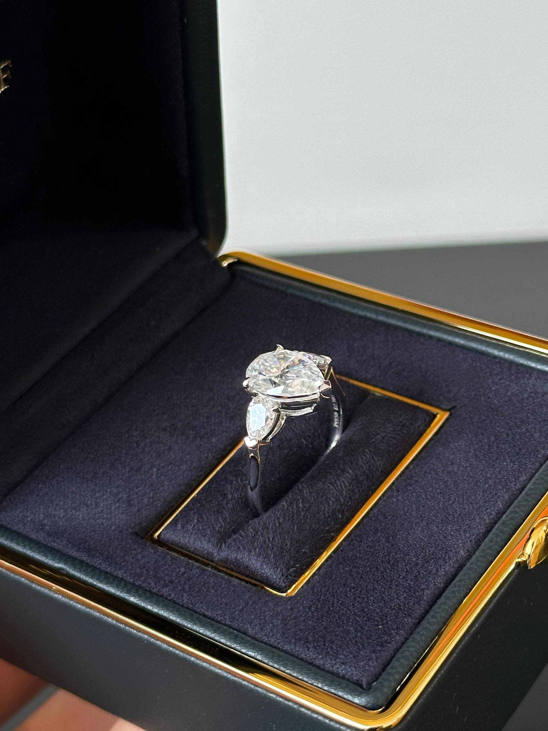 Pear-Shaped Three-Stone Diamond Engagement Ring