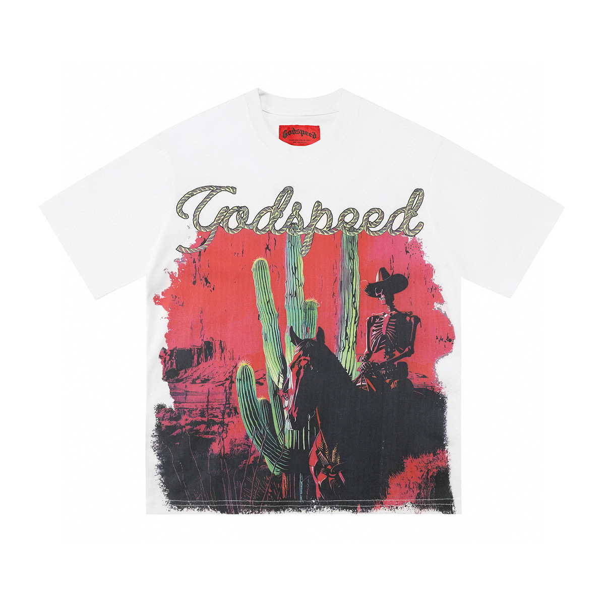 Godspeed Cactus Knight Skeleton Tee White Color