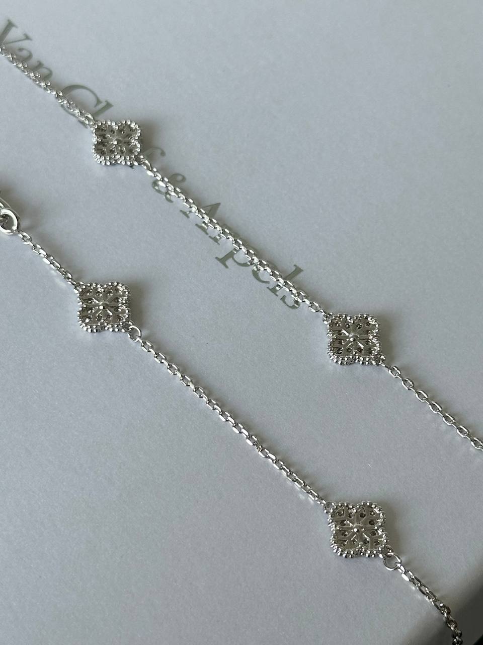 Van Cleef & Arpels Sweet Alhambra 10 Motifs Diamond Necklace, White Gold