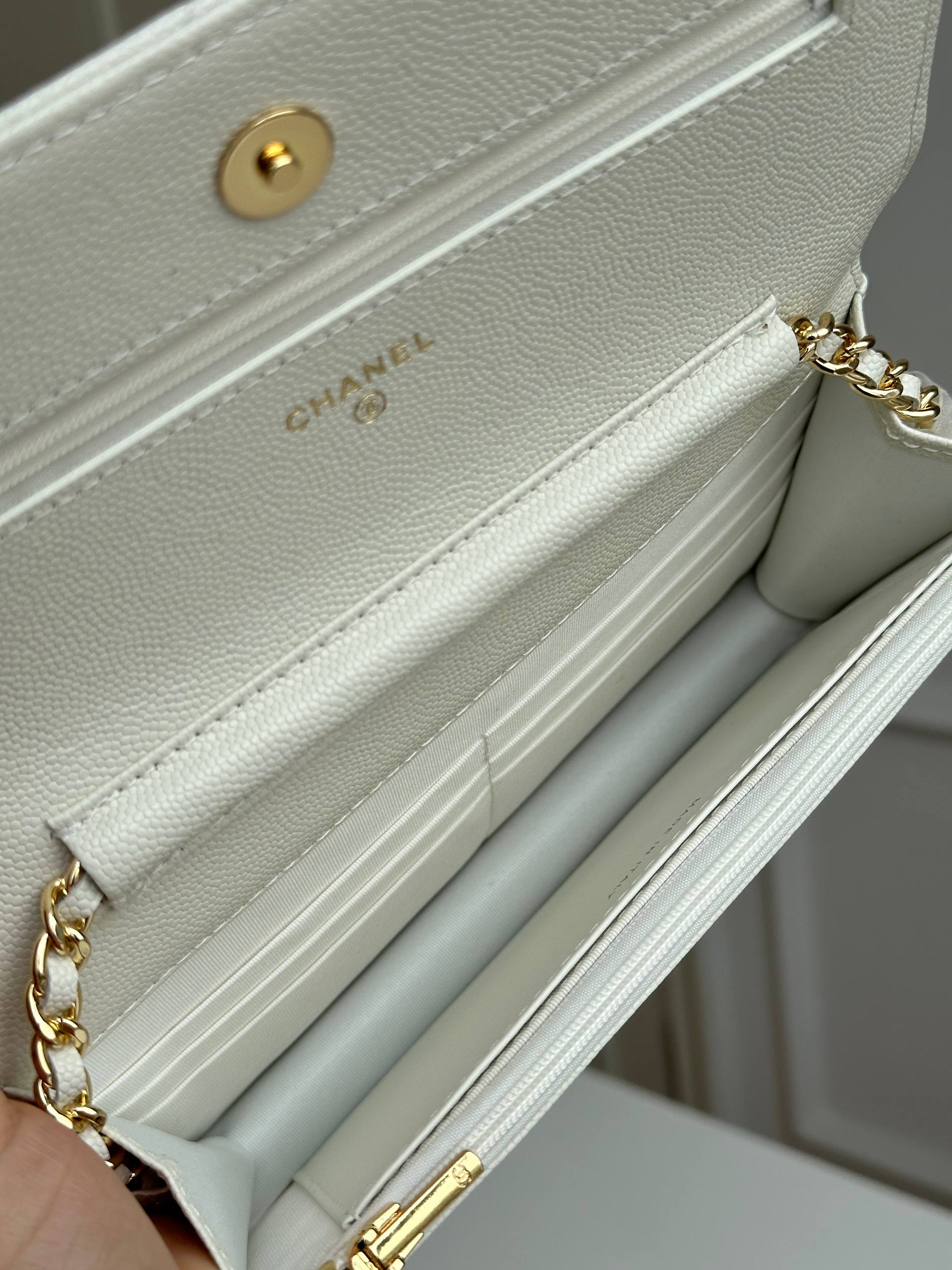 Chanel Quilted Caviar Leather WOC Gold CC Chain Wallet Crossbody Bag
