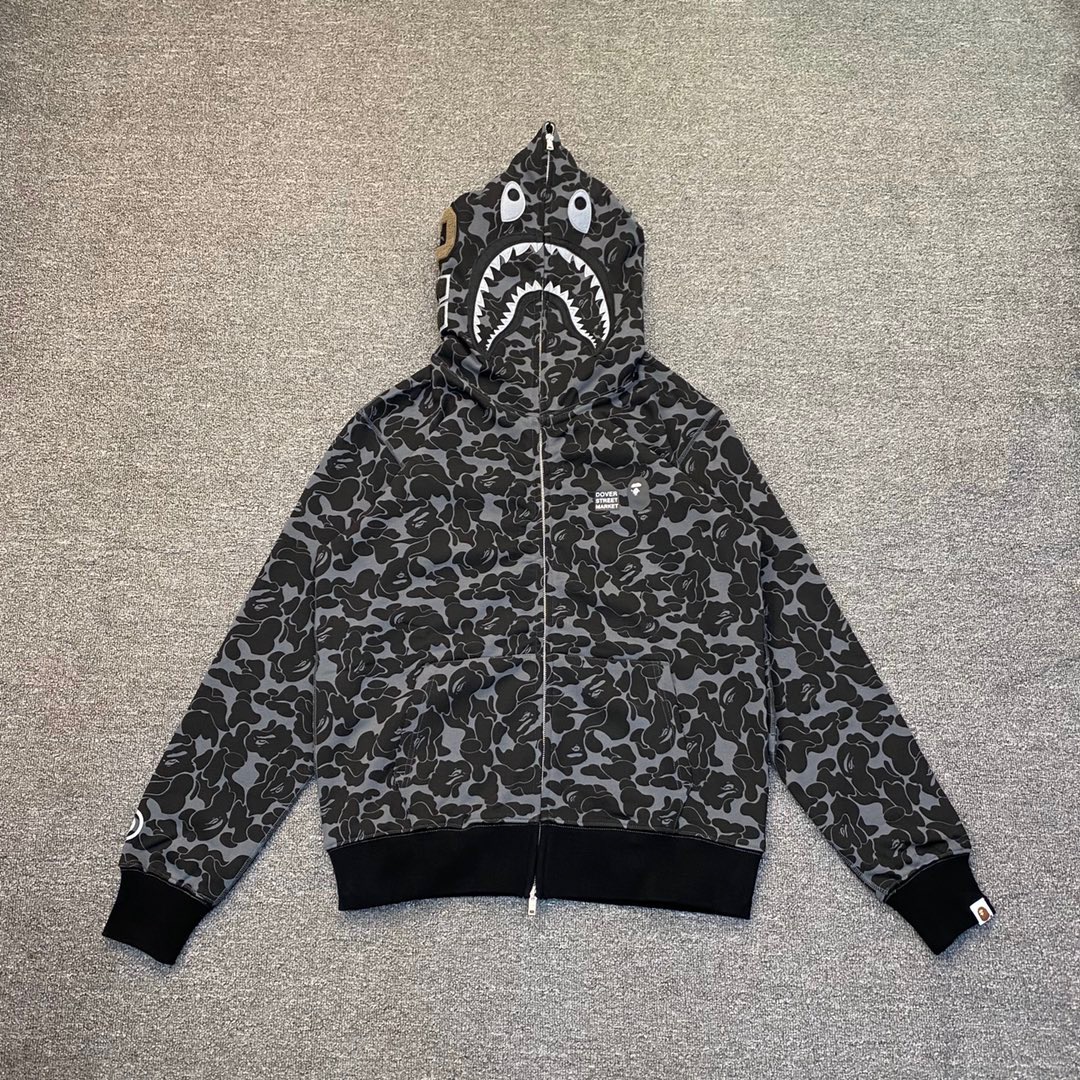 1:1 Best Quality Dover Street Market Black Camo Zipper Hoodie