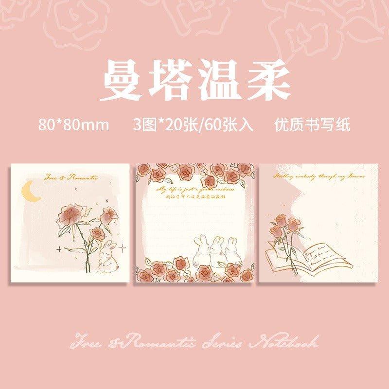2065 Full-stamped trio of memo pads. The Name of the Rose.