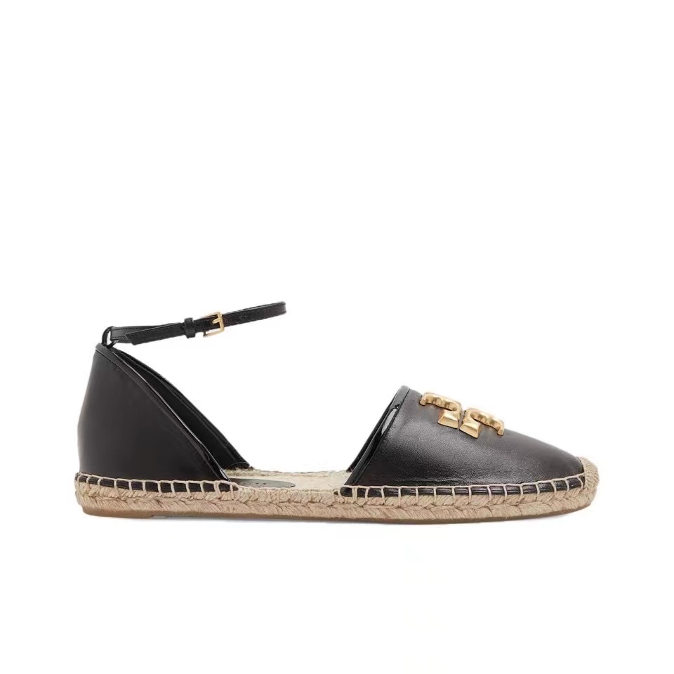 Tory Burch Eleanor D'orsay Stylish Flip-flops With Hemp Bottoms Sandals Slide