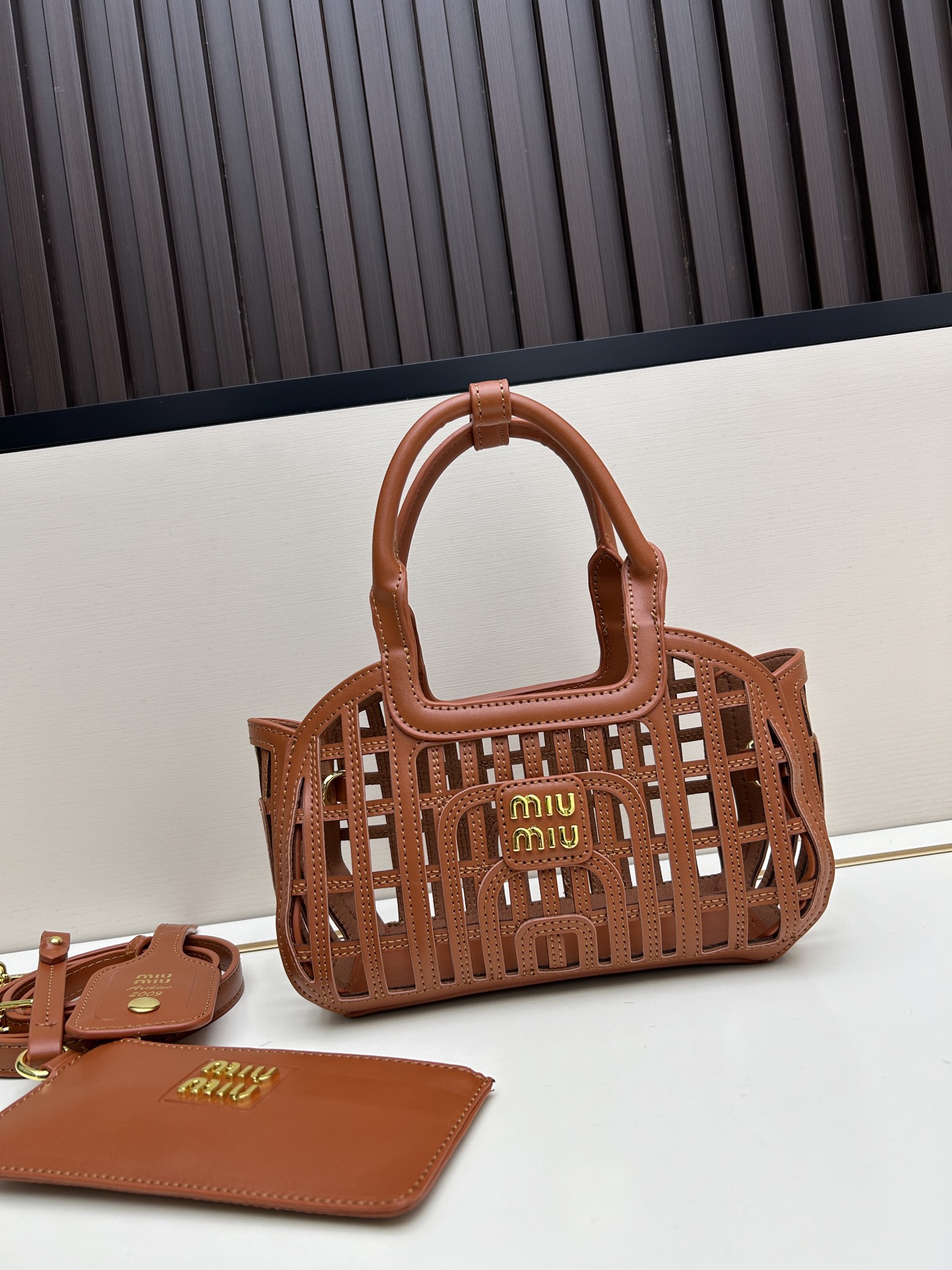 Miu Miu New Leather-Braided Openwork Bag