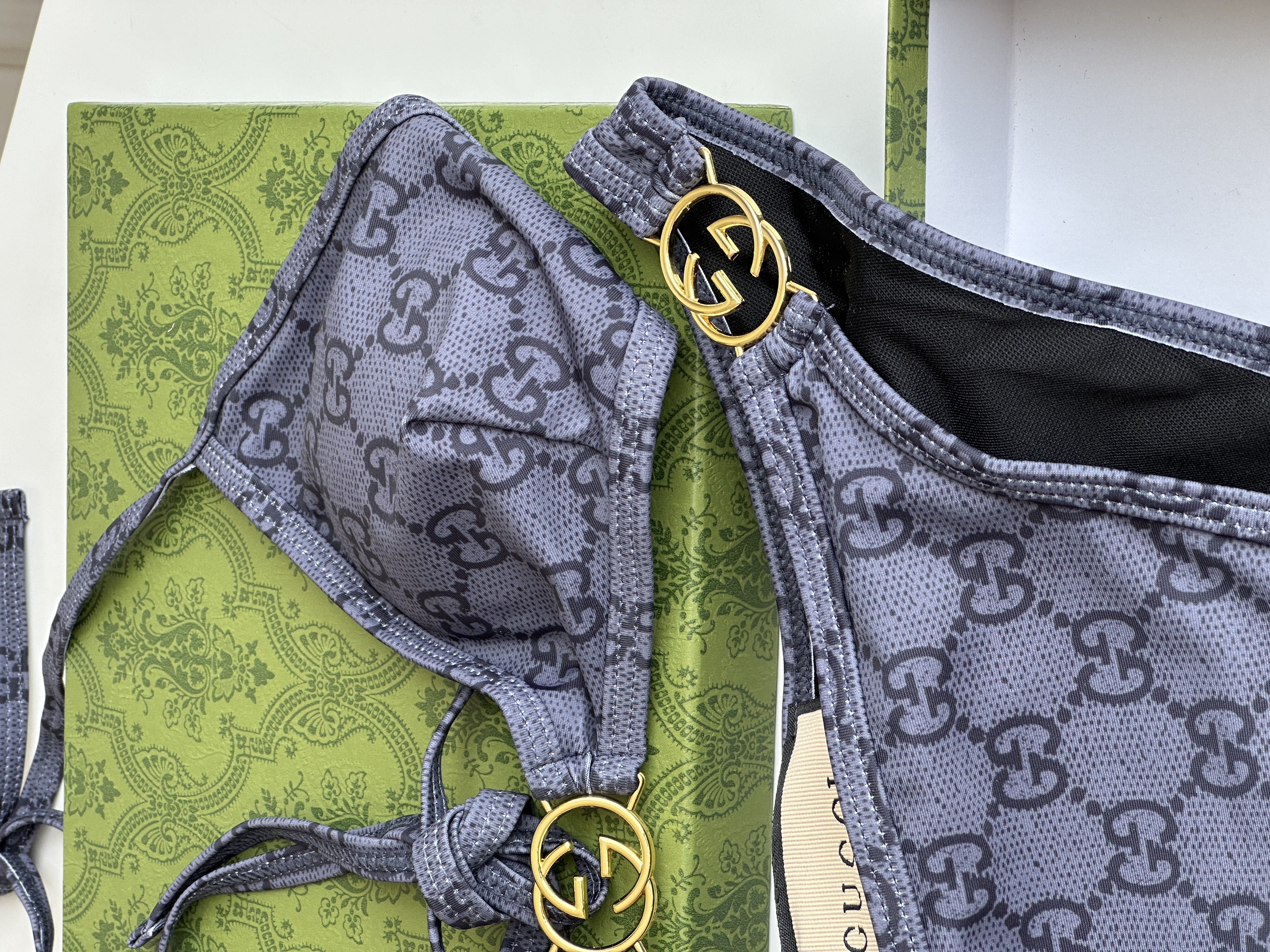 Gucci Grey-Blue Interlocking G Monogram Bikini