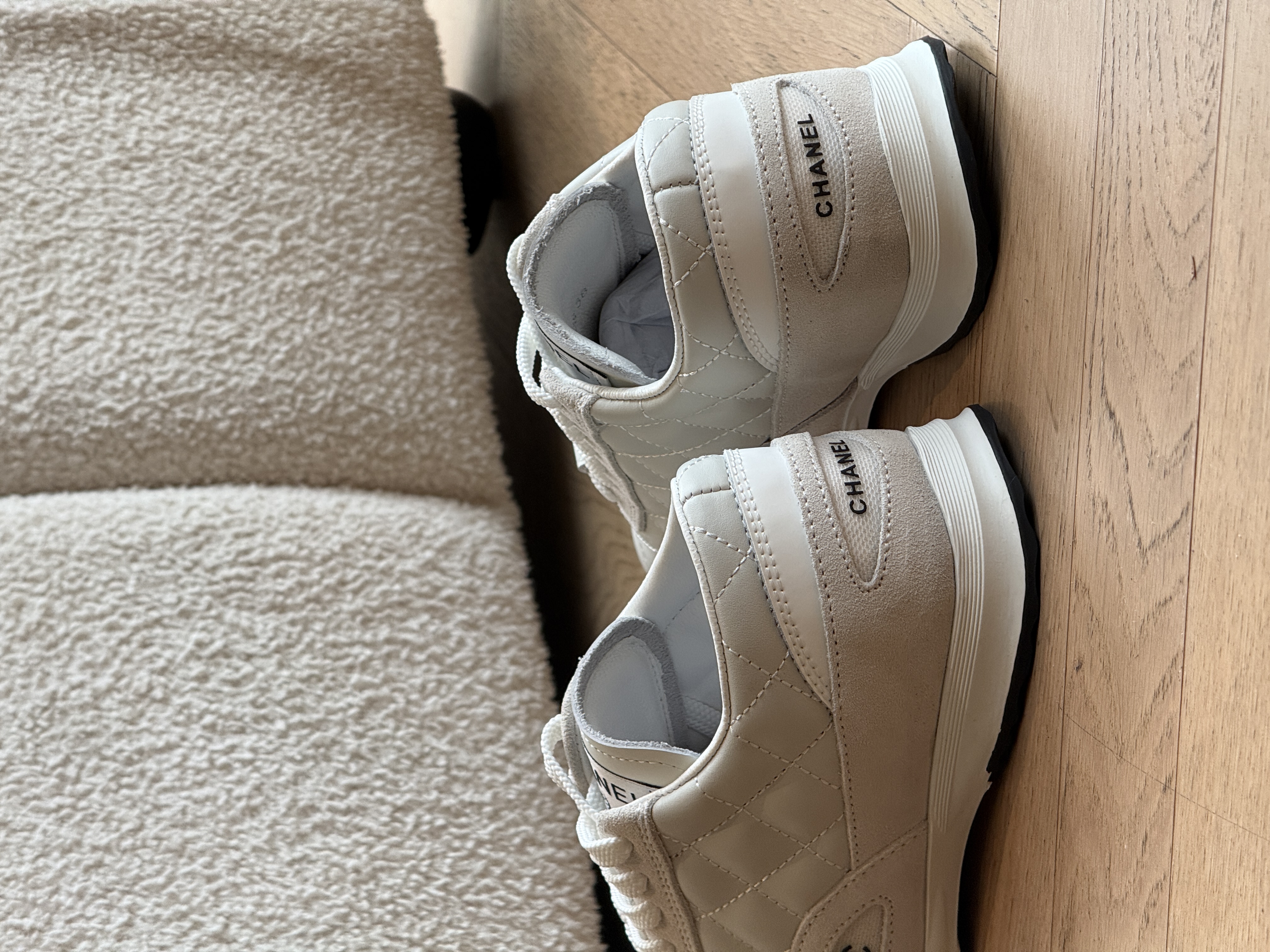CHANEL Lambskin Quilted German Trainer Sneakers