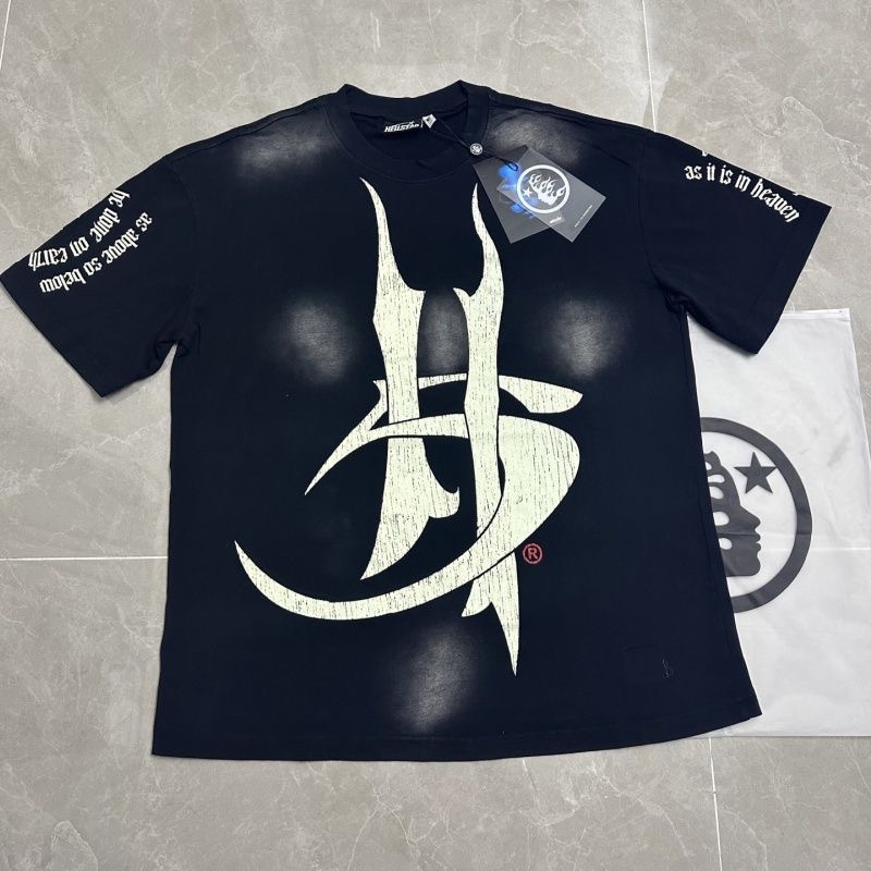 Hellstar Retro Printed Weathered American Round-neck Short-sleeved T-shirt