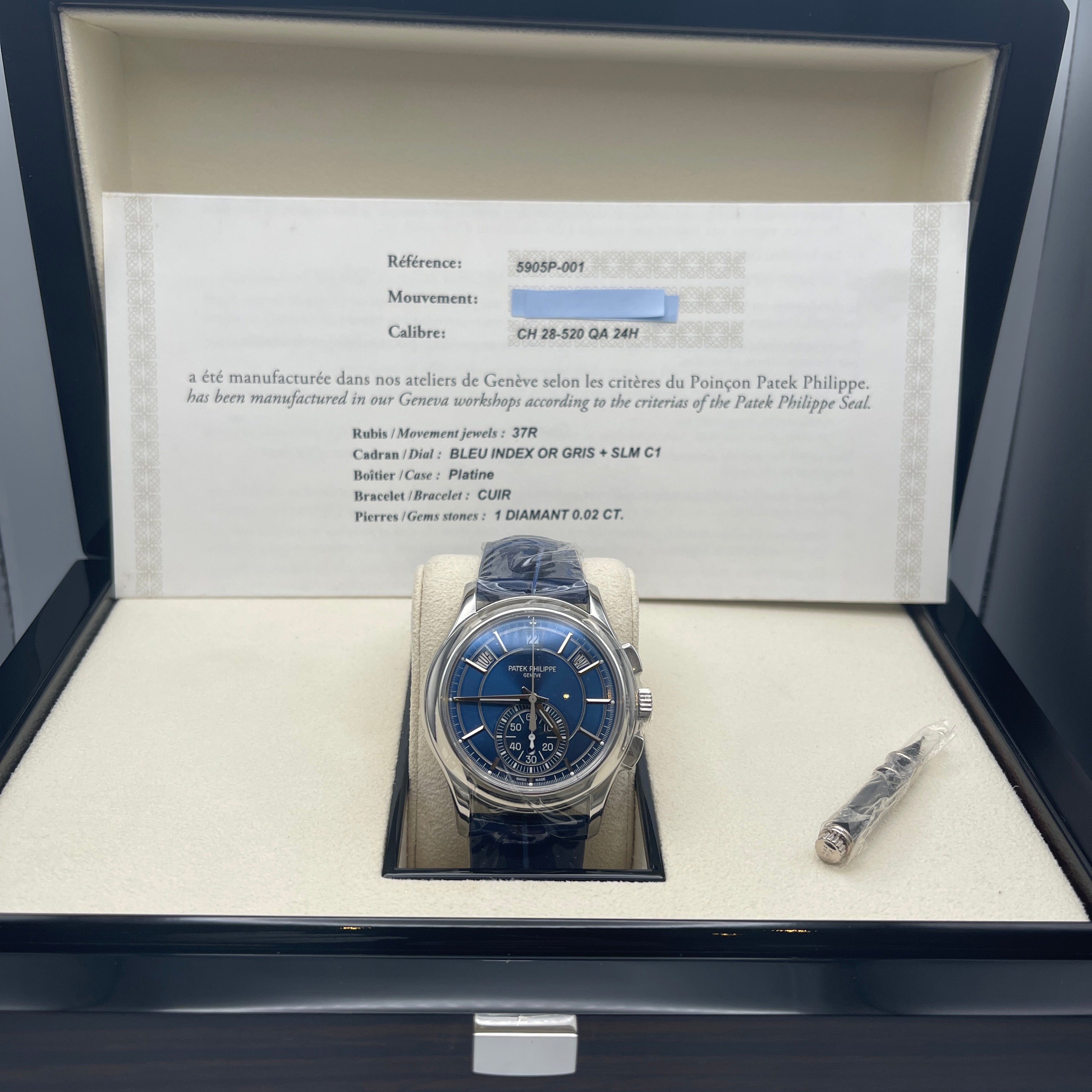 Patek Philippe Flyback Chronograph Annual Calendar Platinum Blue Dial 5905P-001【1:1 Replica】