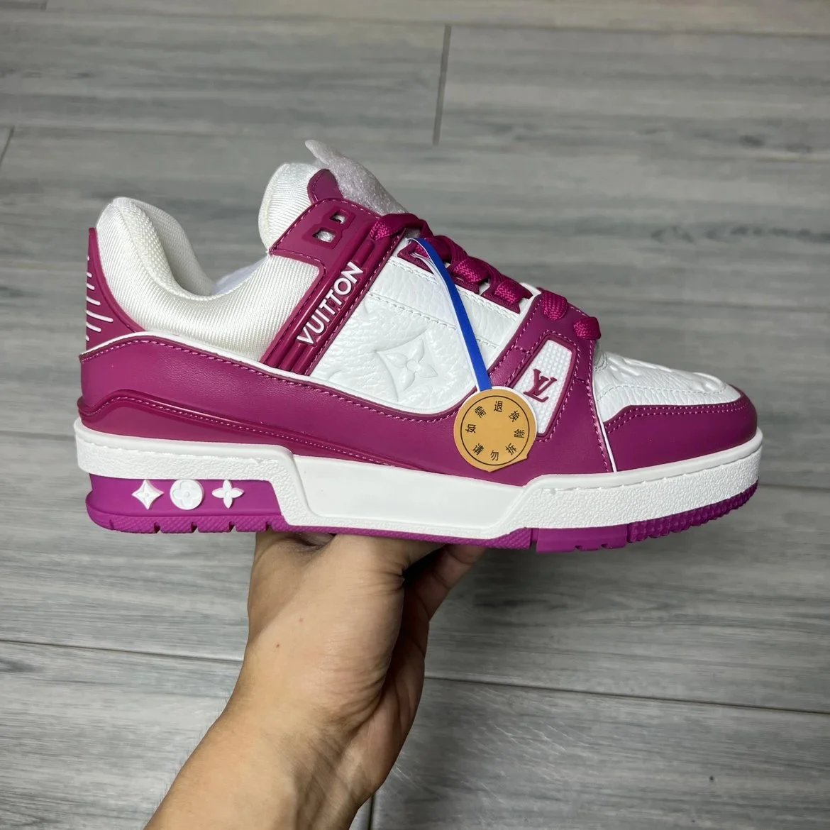 LV Trainer Dark Pink & white Color