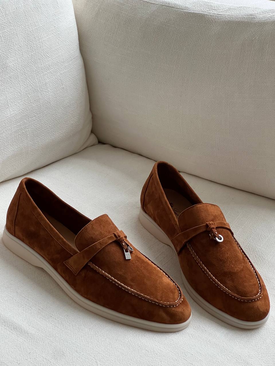 Loro Piana Tassel Lock Suede Loafers