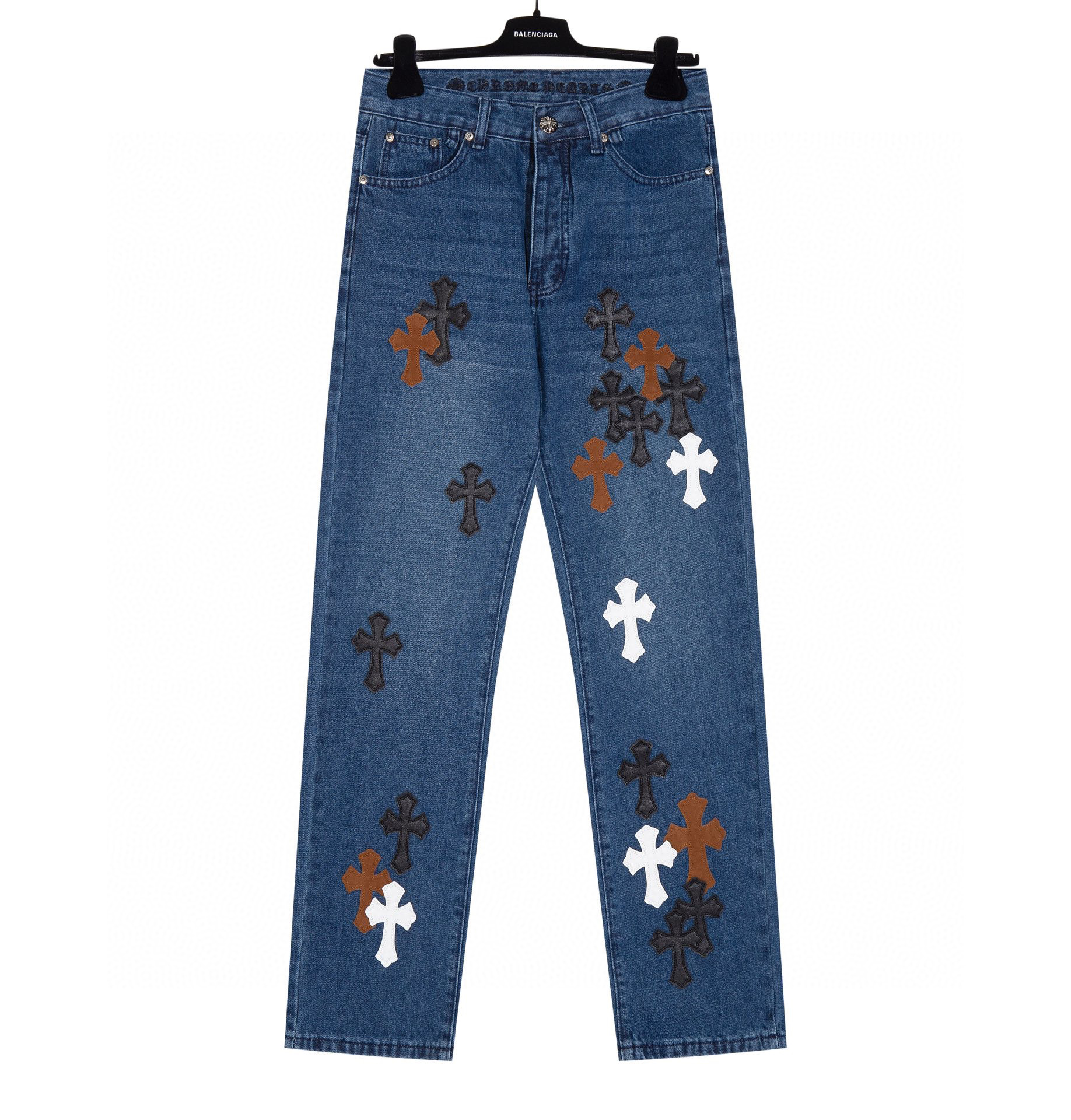 Chrome Hearts 3 Color cross Logo Jeans Blue