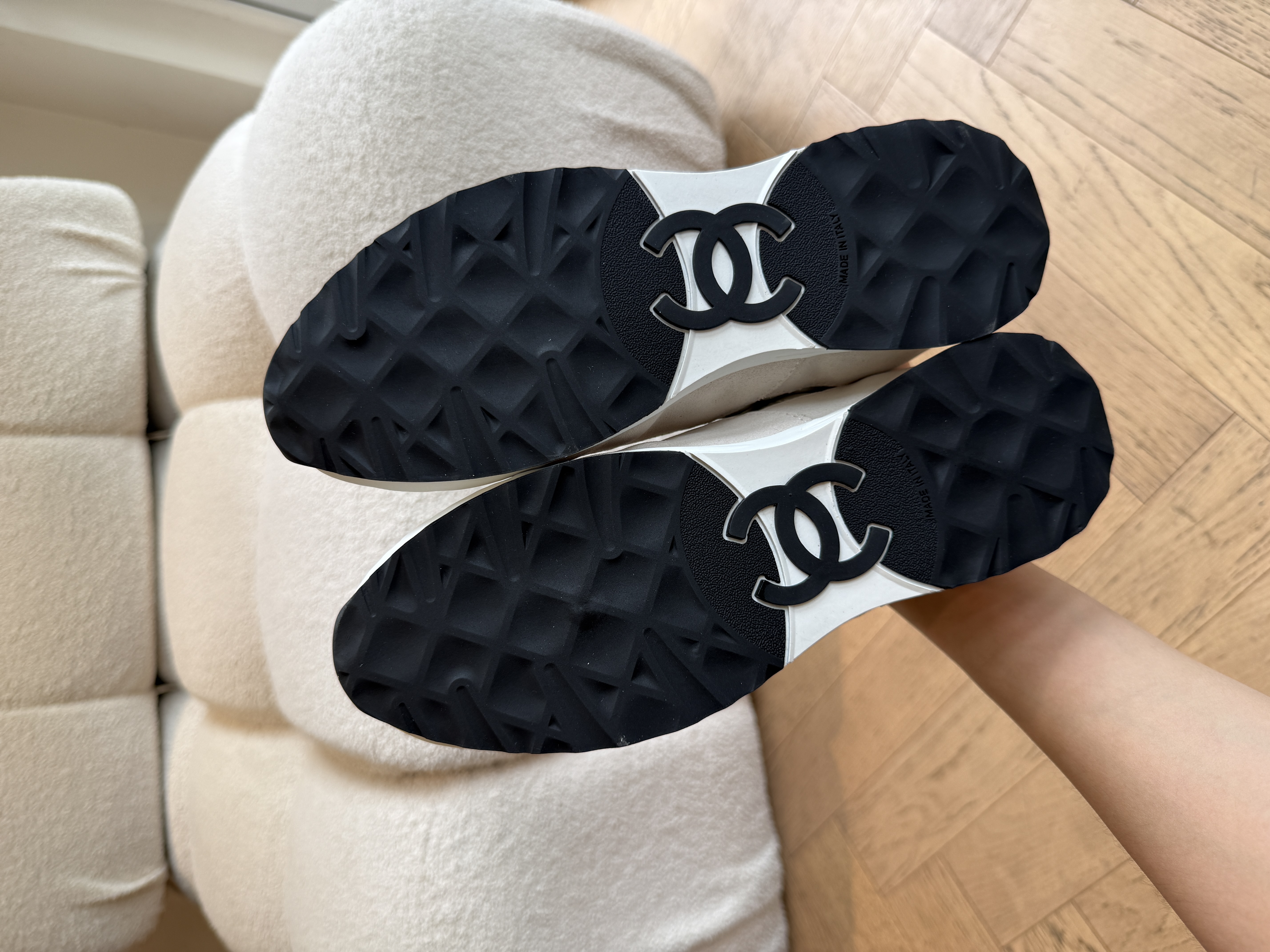 CHANEL Lambskin Quilted German Trainer Sneakers