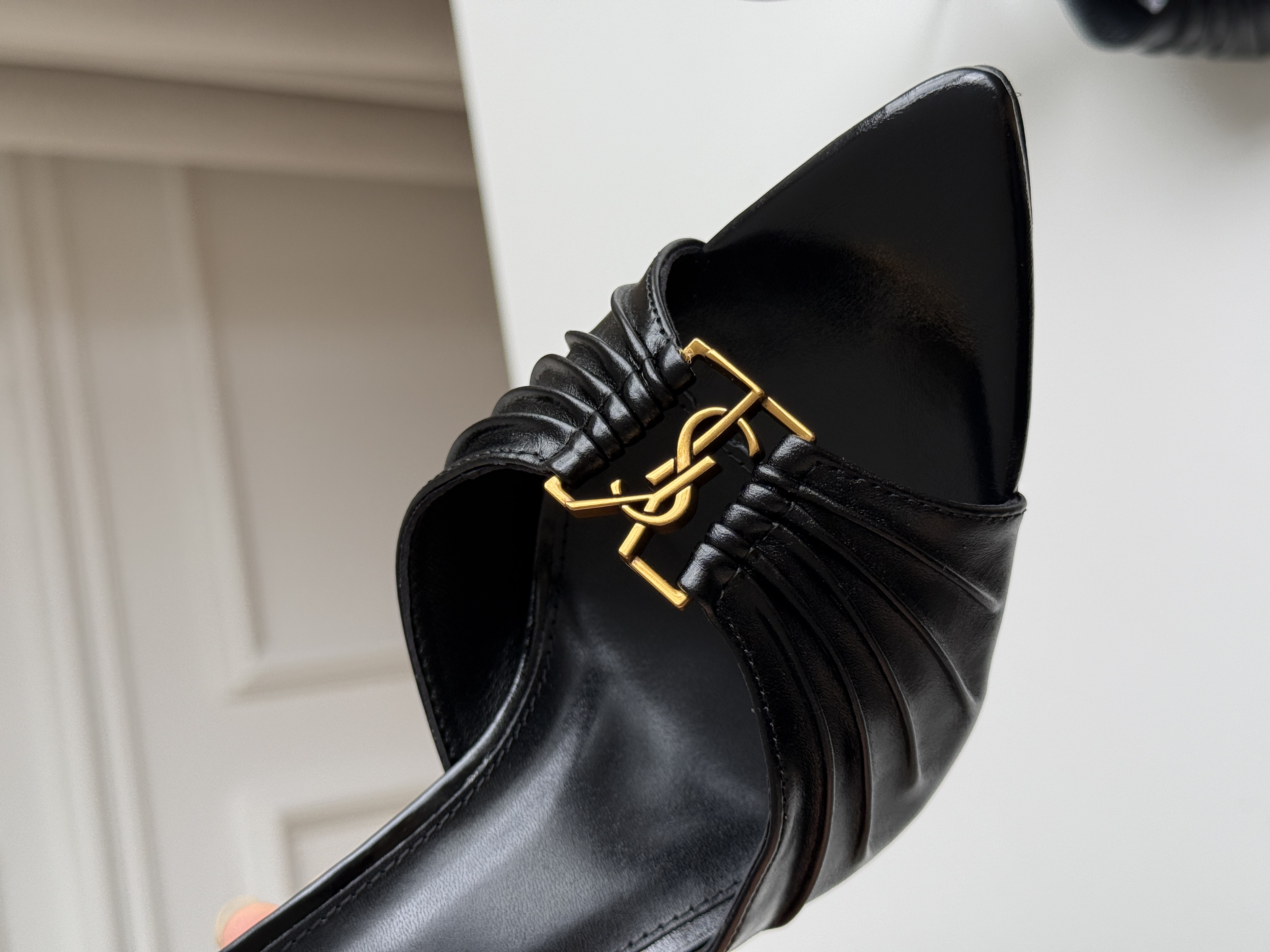 YSL Cassandre Logo Heeled Mules